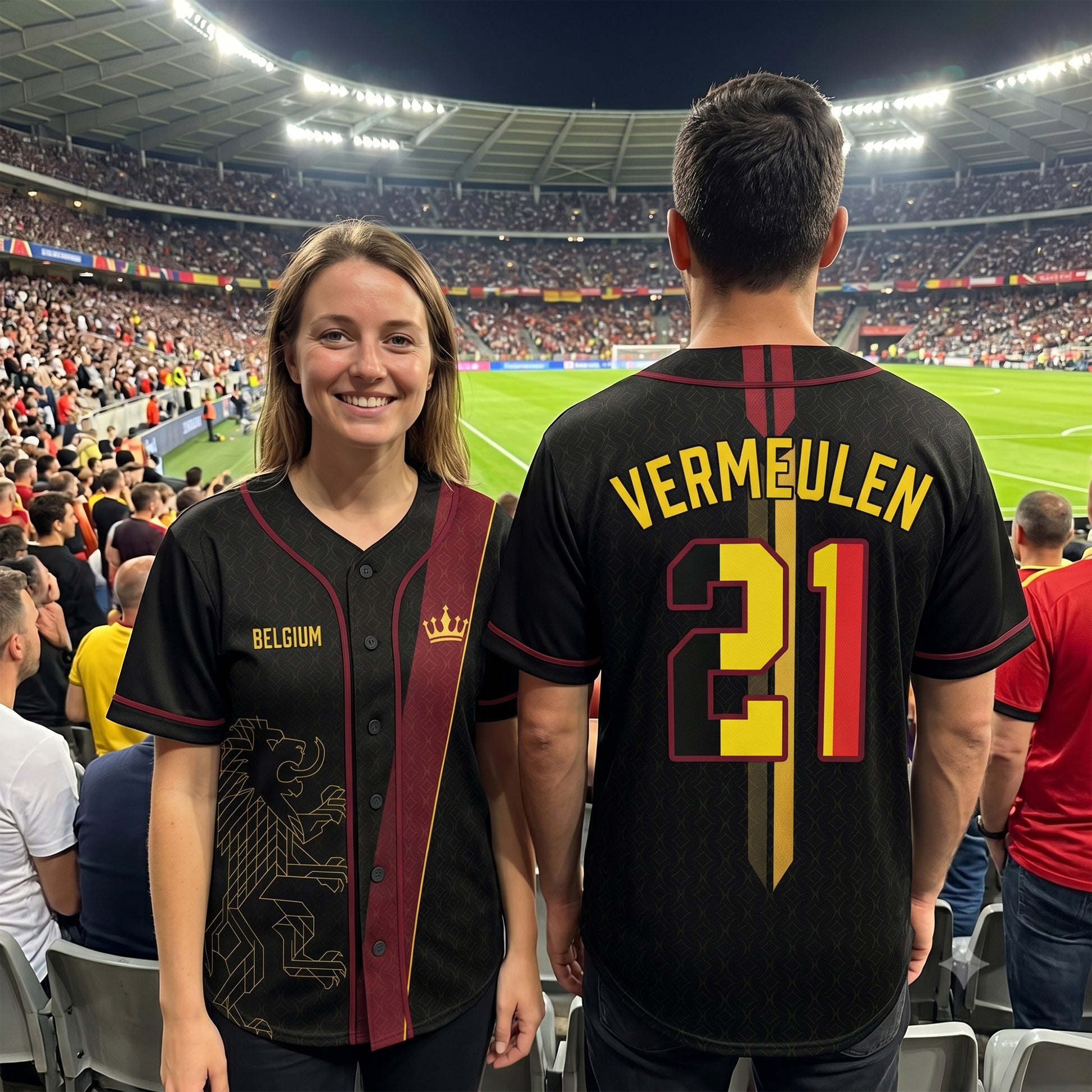 Custom Belgium Baseball Jersey Belgian Fan Royal Crown – Personalized Name Number