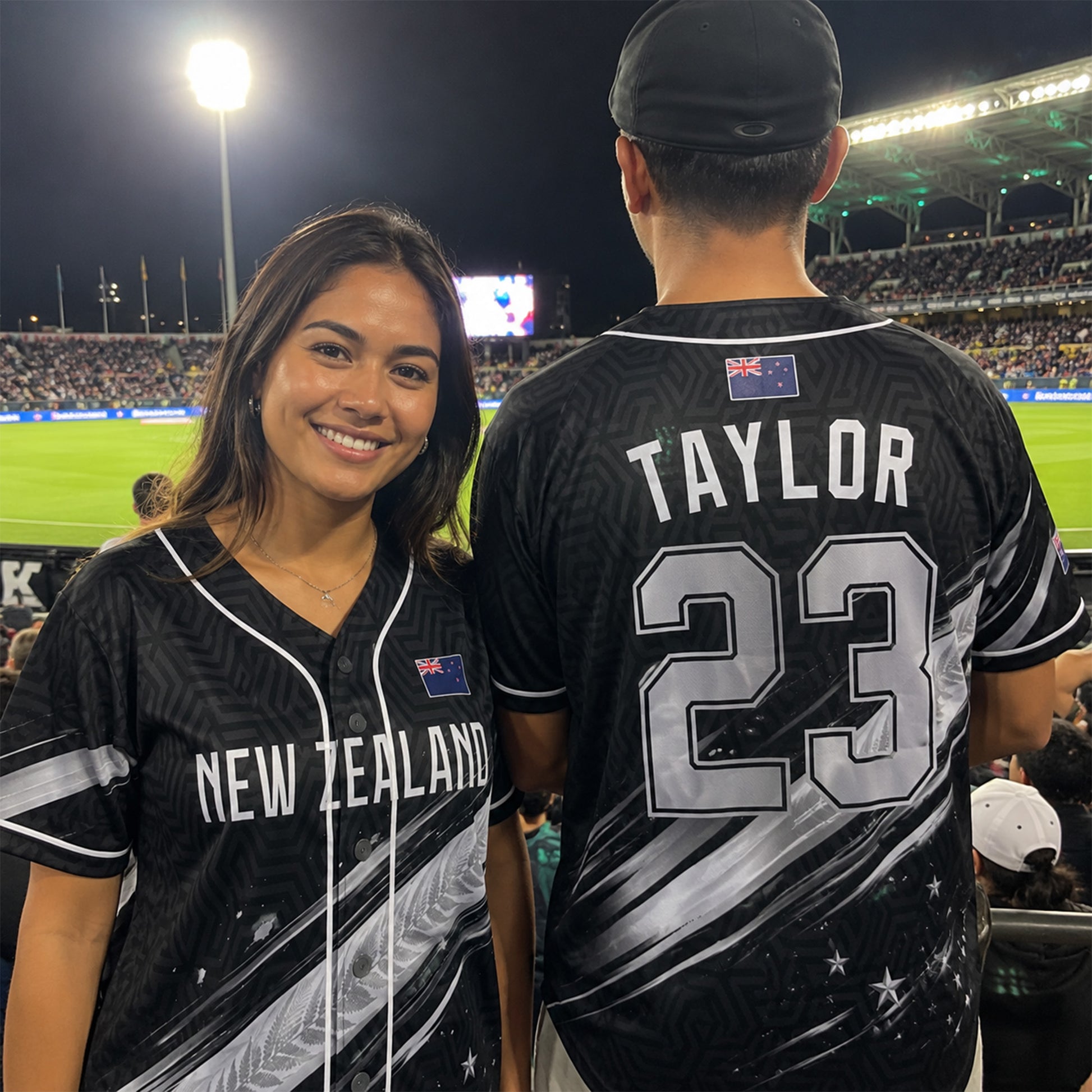 Custom New Zealand Baseball Jersey New Zealander Fan Diagonal Brush Splash – Personalized Name Number