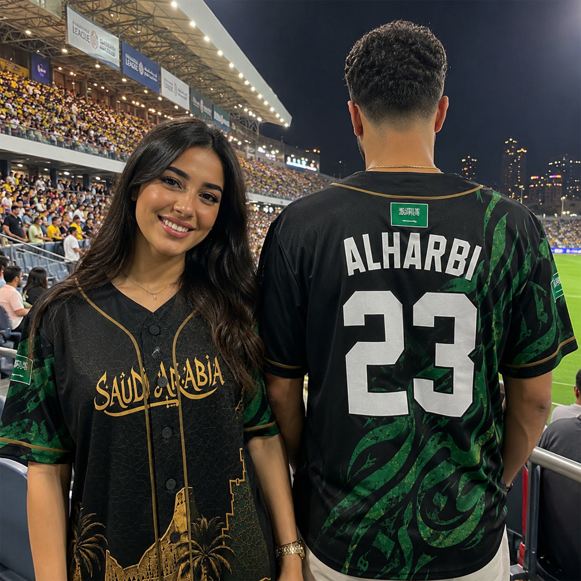 Custom Saudi Arabia Baseball Jersey Saudi Fan Geometric Diamond – Personalized Name Number