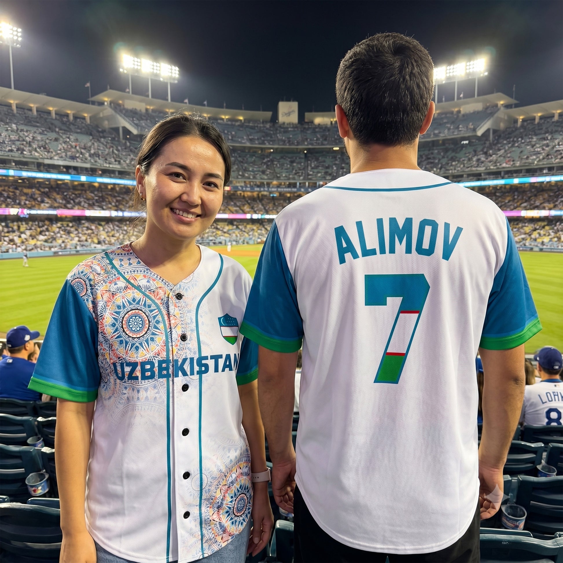 Custom Uzbekistan Baseball Jersey Uzbek Fan Mandala Pattern – Personalized Name Number