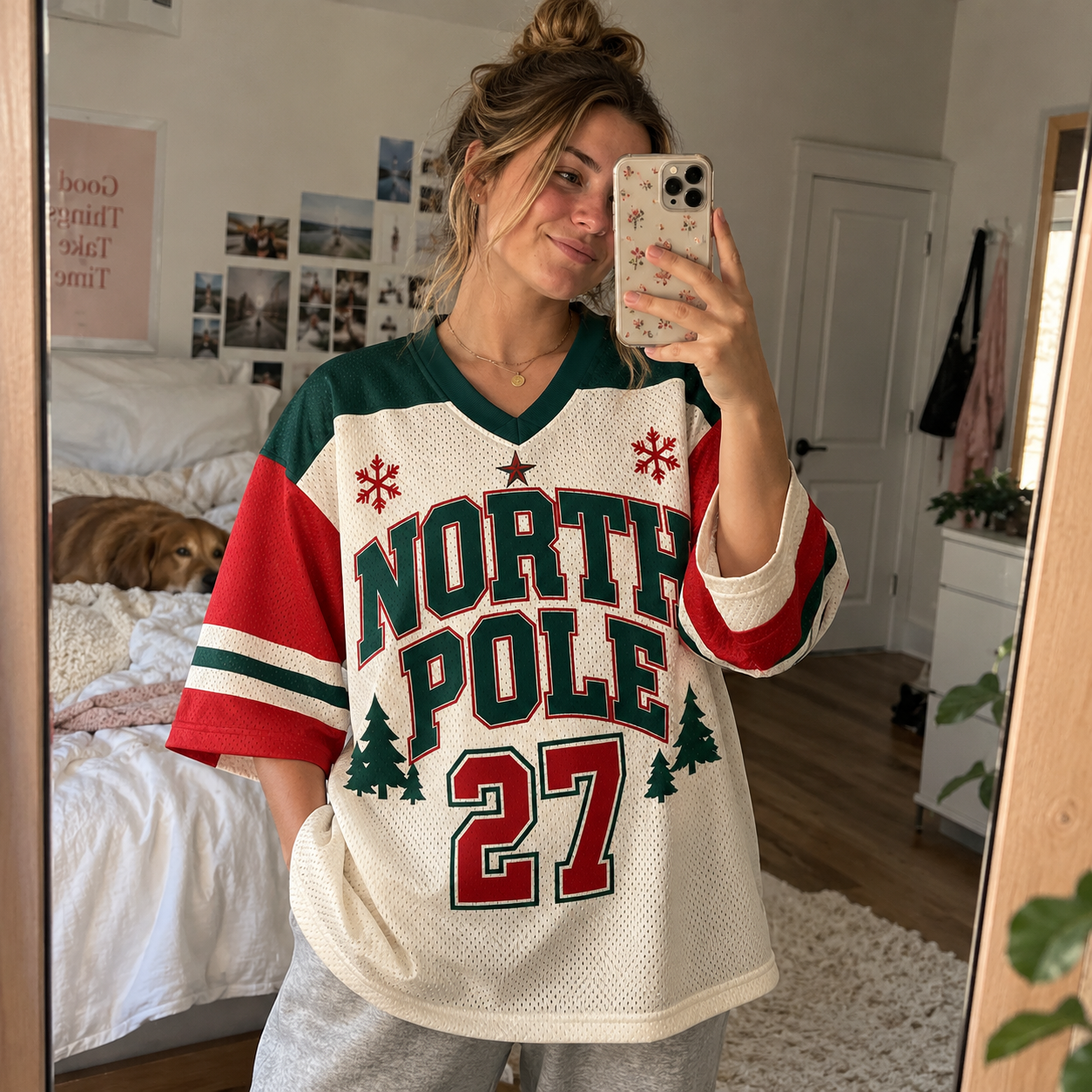 Custom North Pole Christmas Football Jersey - Personalized Name & Number