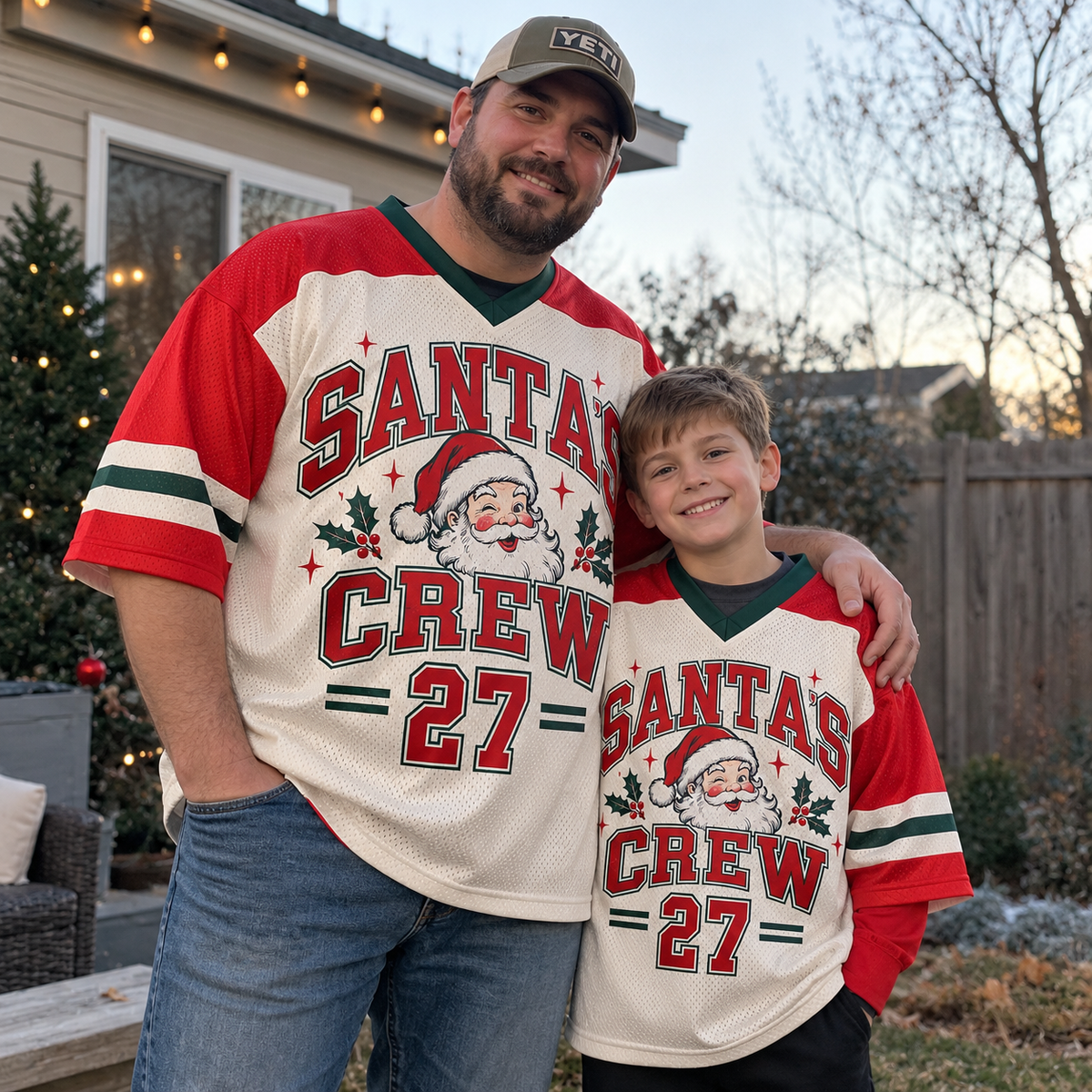 Custom Santa Hockey Christmas Football Jersey - Personalized Name & Number