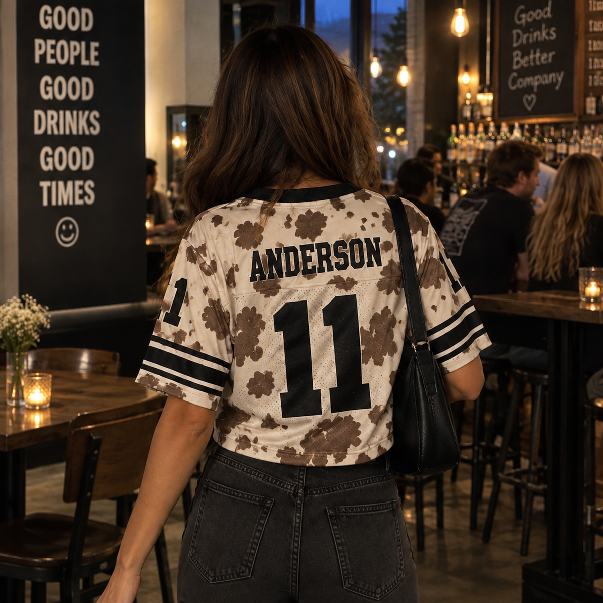 Custom Christian Crop Football Jersey, Black Leopard, Personalized Name and Number