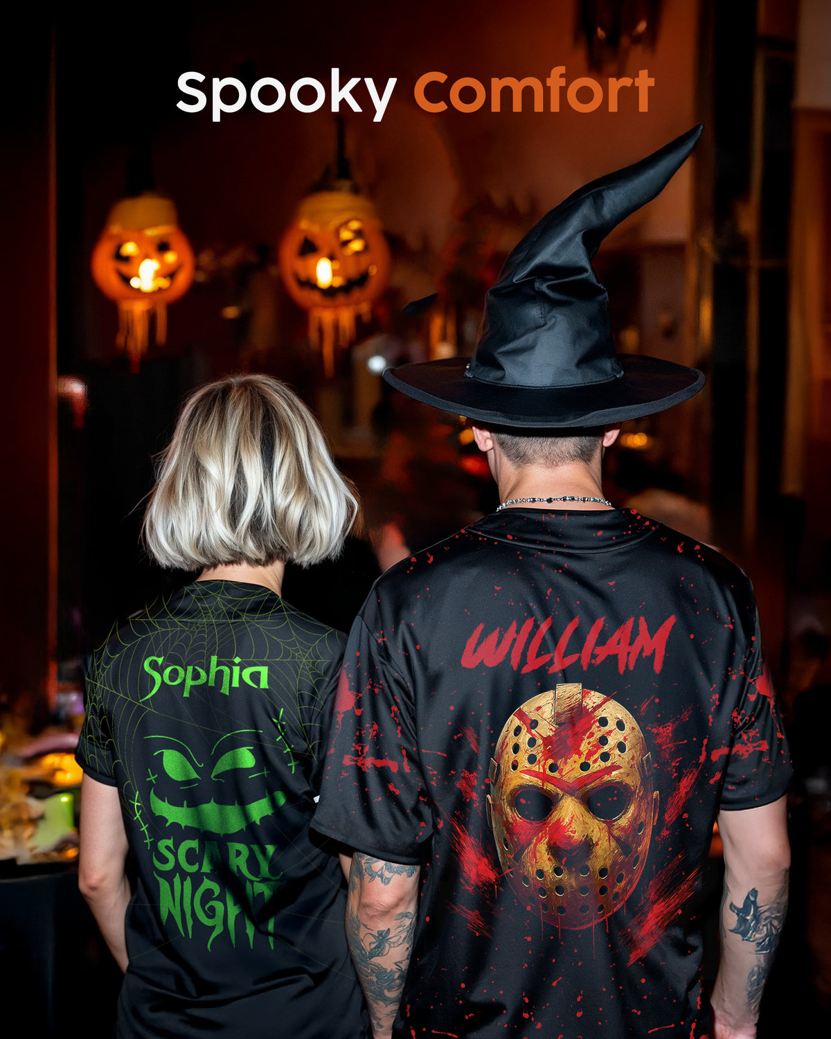 Custom Halloween Baseball Jersey - Horror Movie Design Wanna Play - Add Your Name