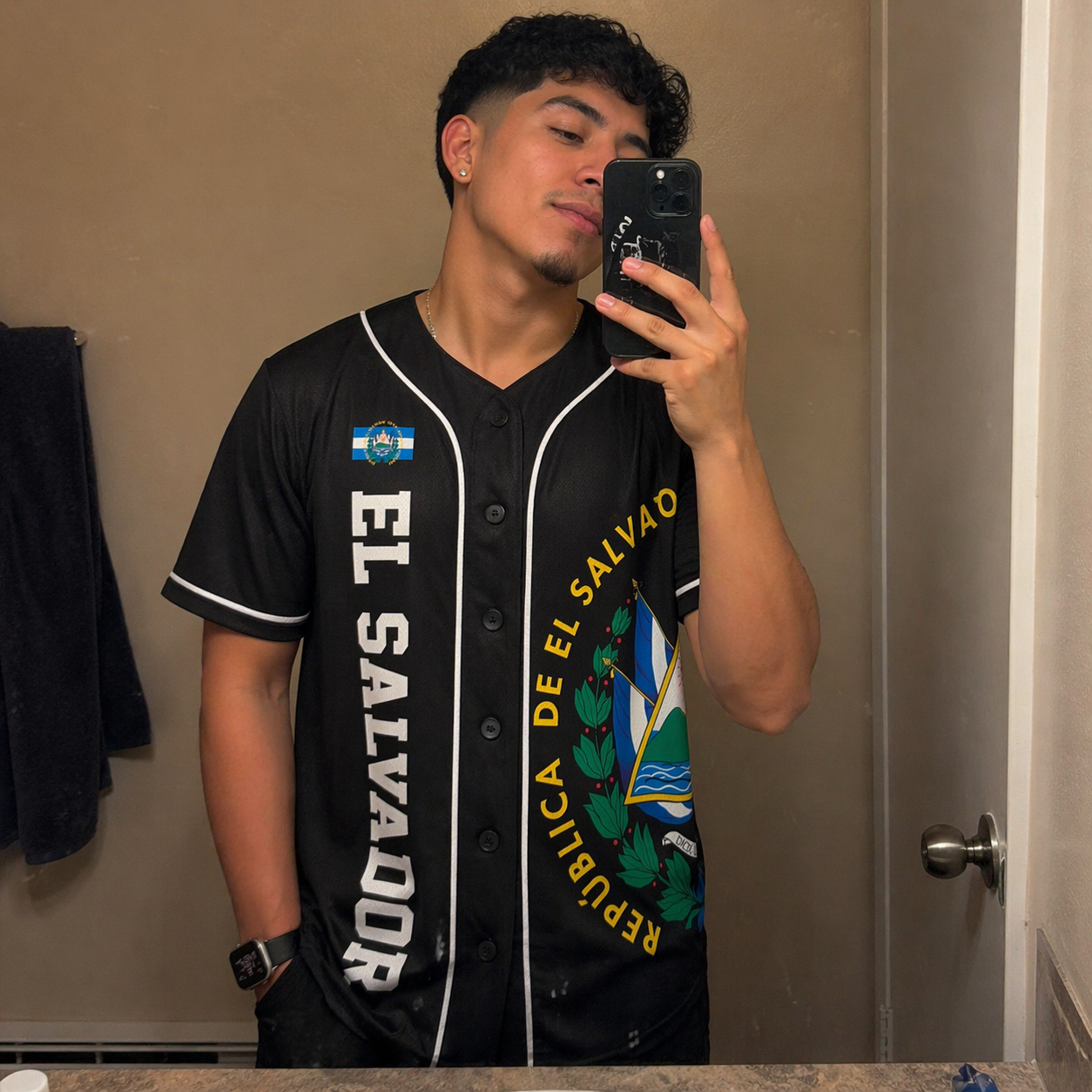 Custom El Salvador Baseball Jersey Salvadoran Fan Midnight Flame – Personalized Name Number