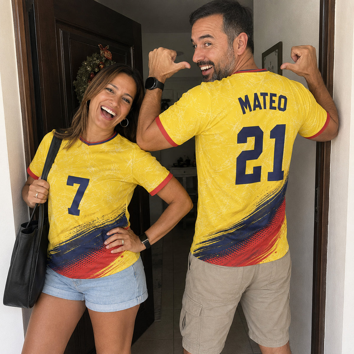 Custom Colombia Soccer Jersey 2026 Yellow Navy and Red - Design Your Own