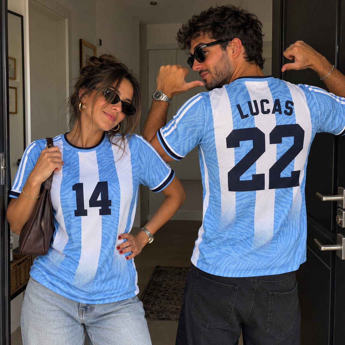 Custom Argentina Soccer Jersey 2026 Light Blue White and Black - Design Your Own