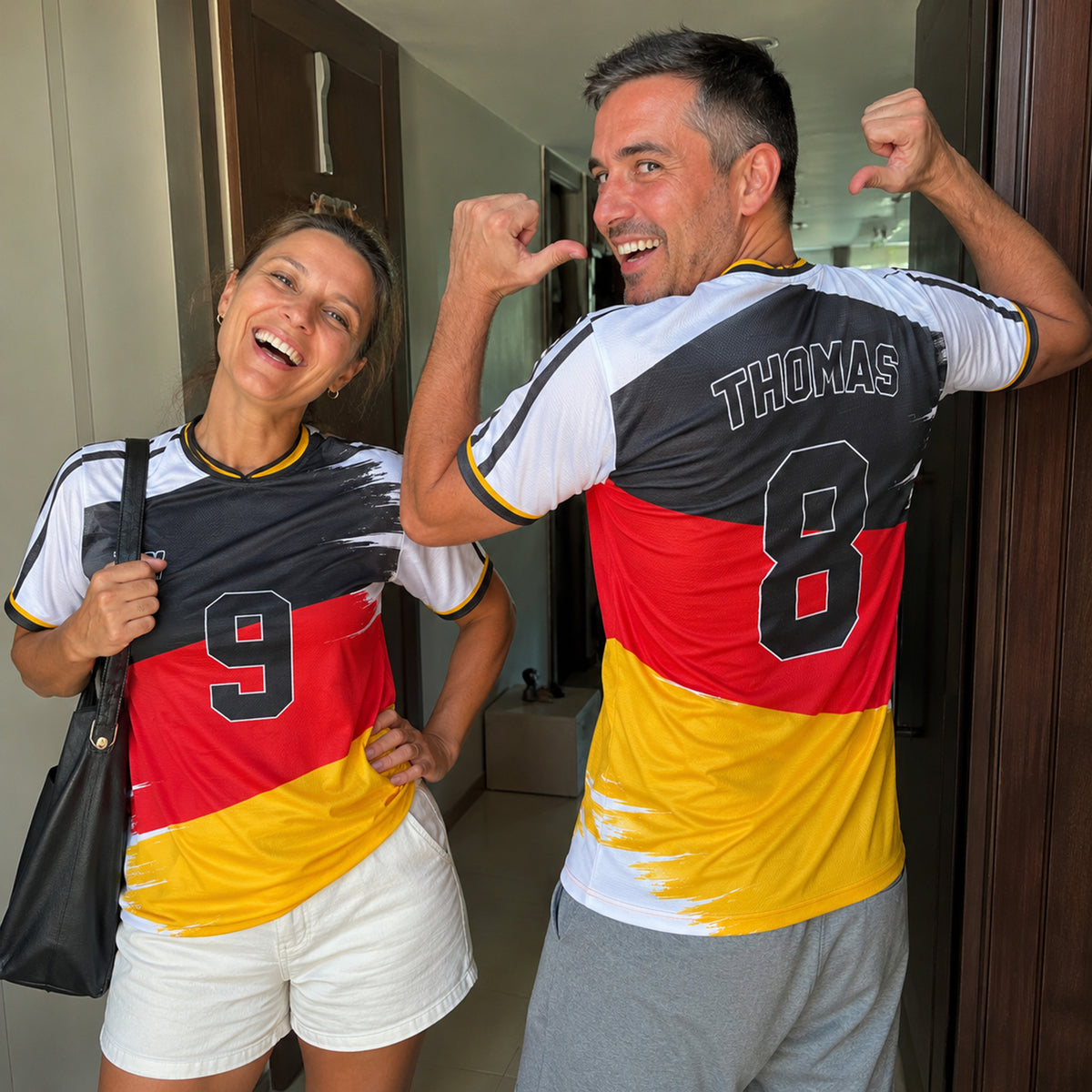 Custom Germany Soccer Jersey 2026 White Red and Yellow - Design Your Own