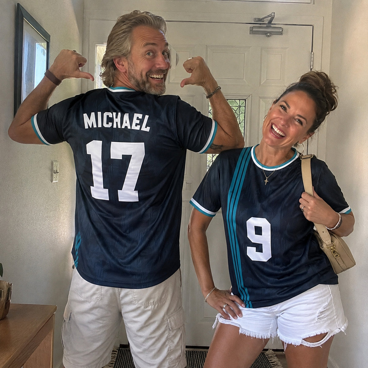 Custom Germany Soccer Jersey 2026 Midnight Blue Aqua and White - Design Your Own
