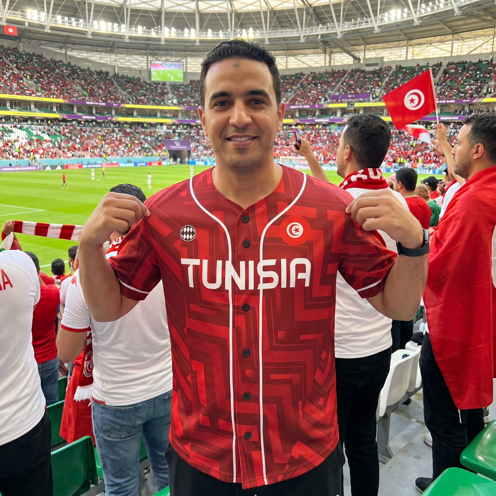 Custom Tunisia Baseball Jersey Tunisian Fan Eagle Emblem – Personalized Name Number