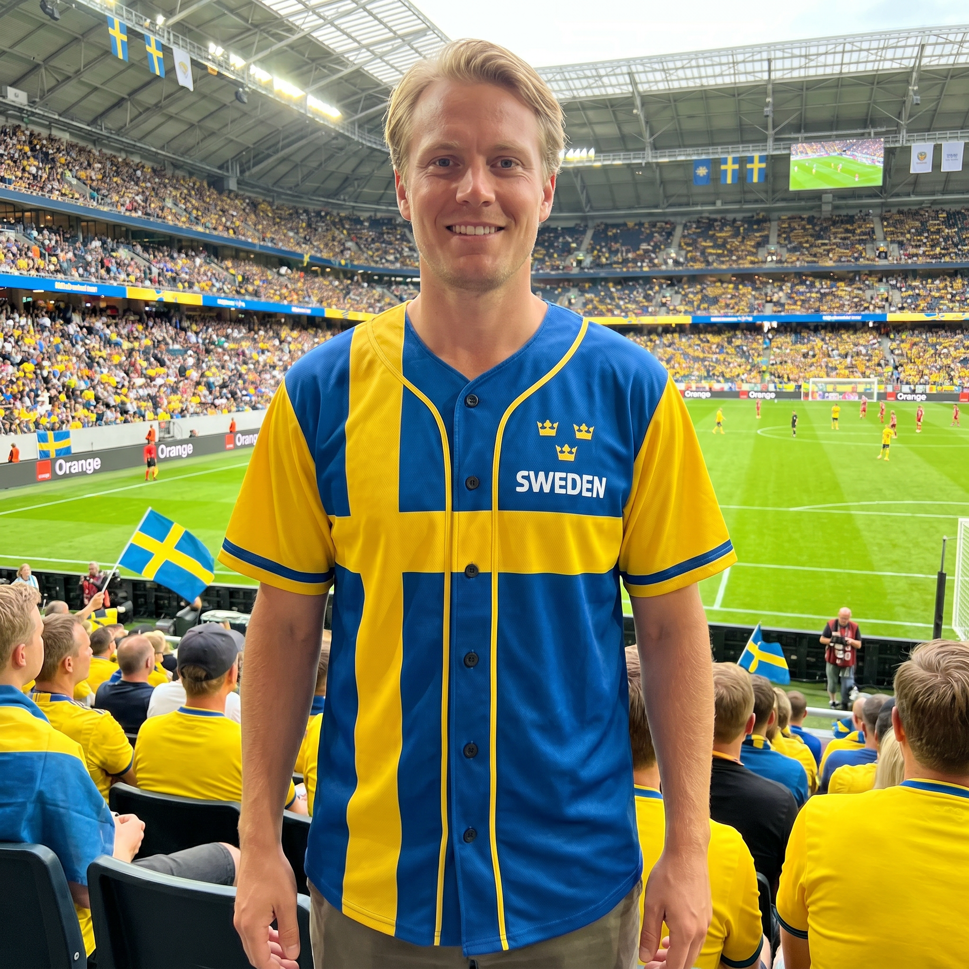 Custom Sweden Baseball Jersey Swedish Fan Three Crowns – Personalized Name Number