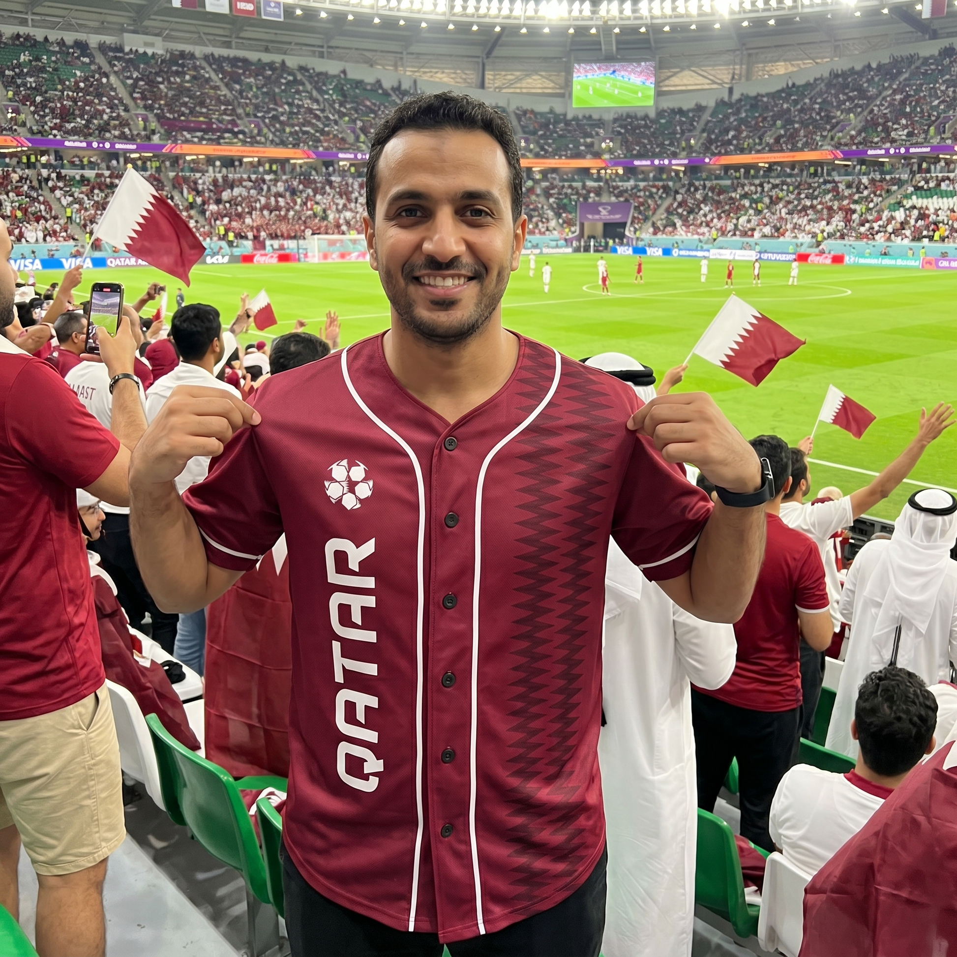 Custom Qatar Baseball Jersey Qatari Fan Serrated Pattern – Personalized Name Number