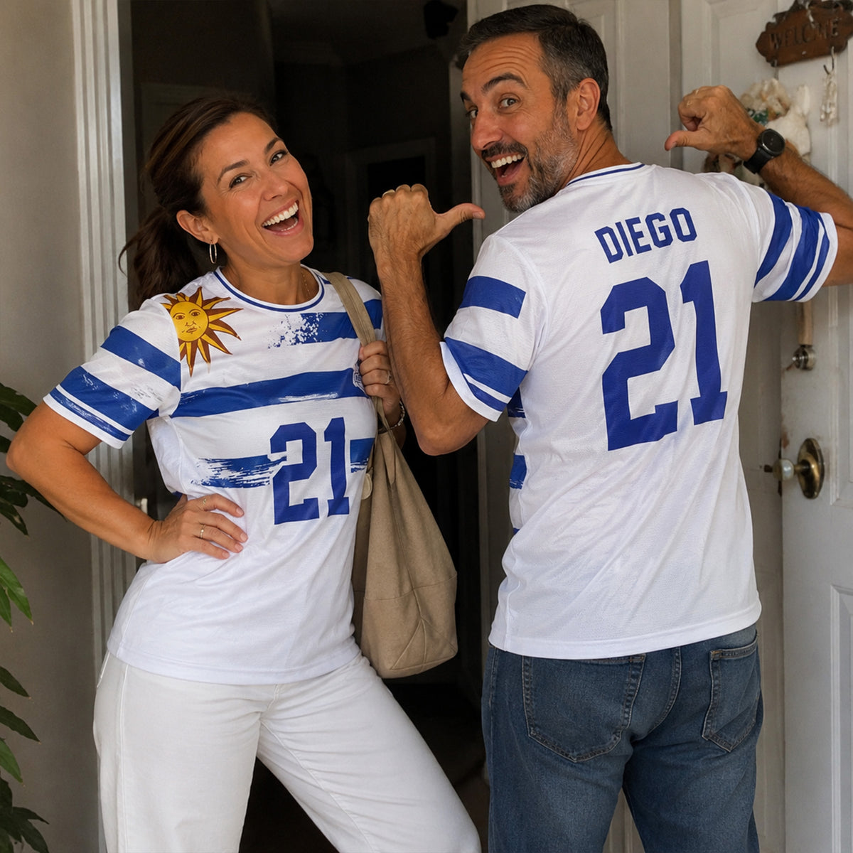 Custom Uruguay Soccer Jersey 2026 White and Blue - Design Your Own