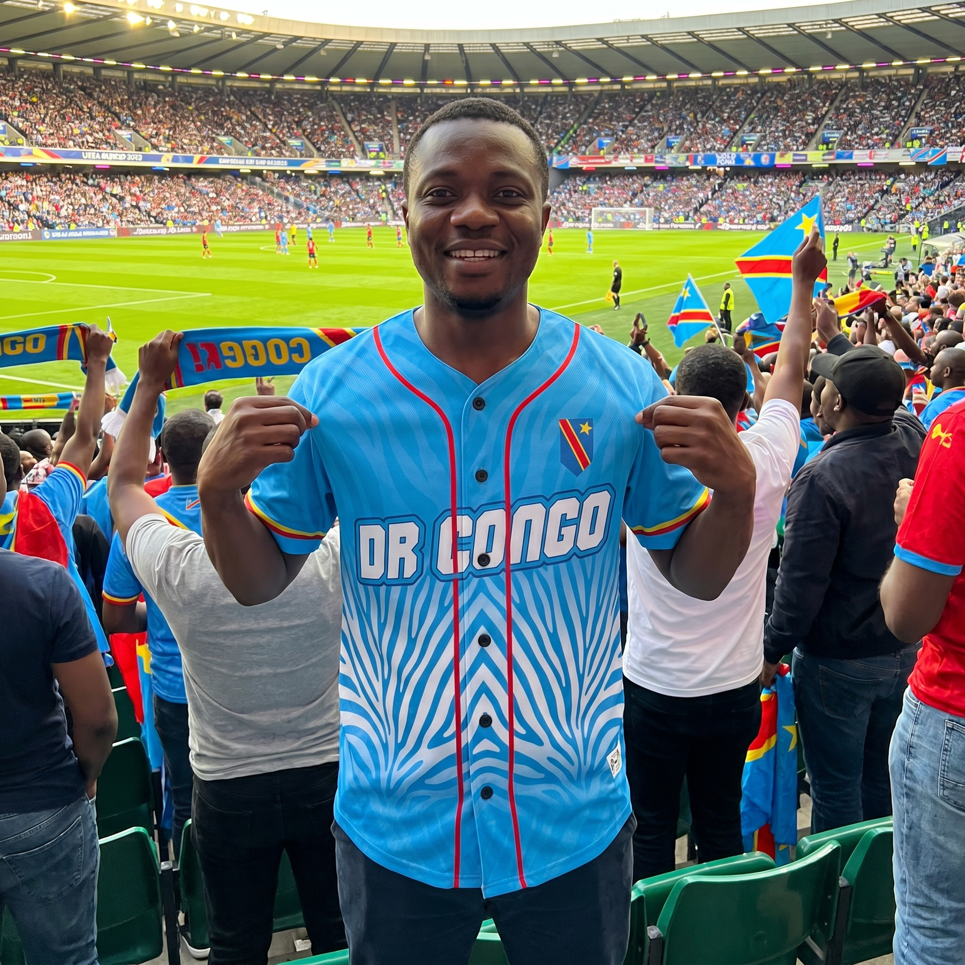 Custom DR Congo Baseball Jersey Congolese Fan Leopard Gradient – Personalized Name Number