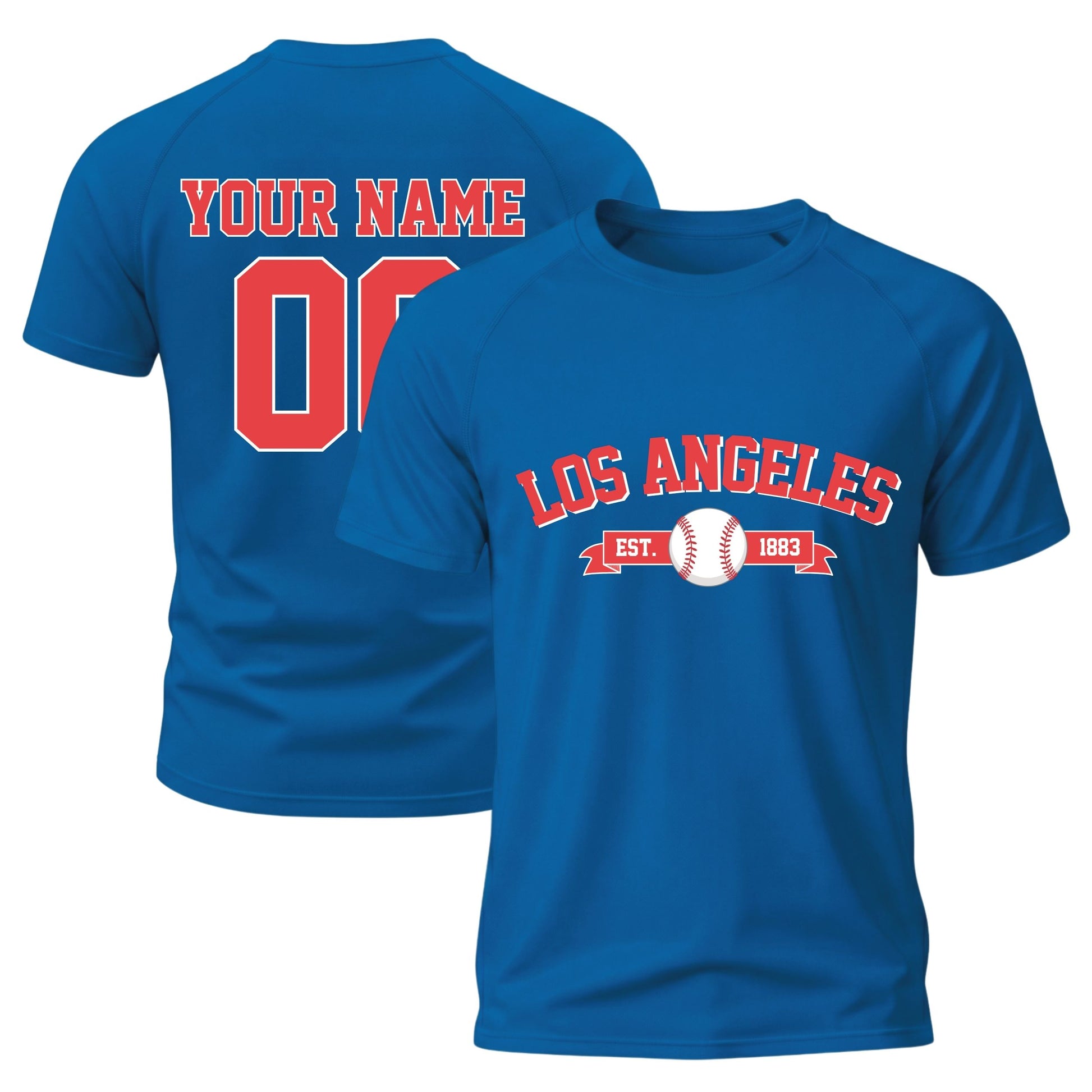 Custom City T-Shirt Baseball Style Los Angeles Blue - Personalized Name Number