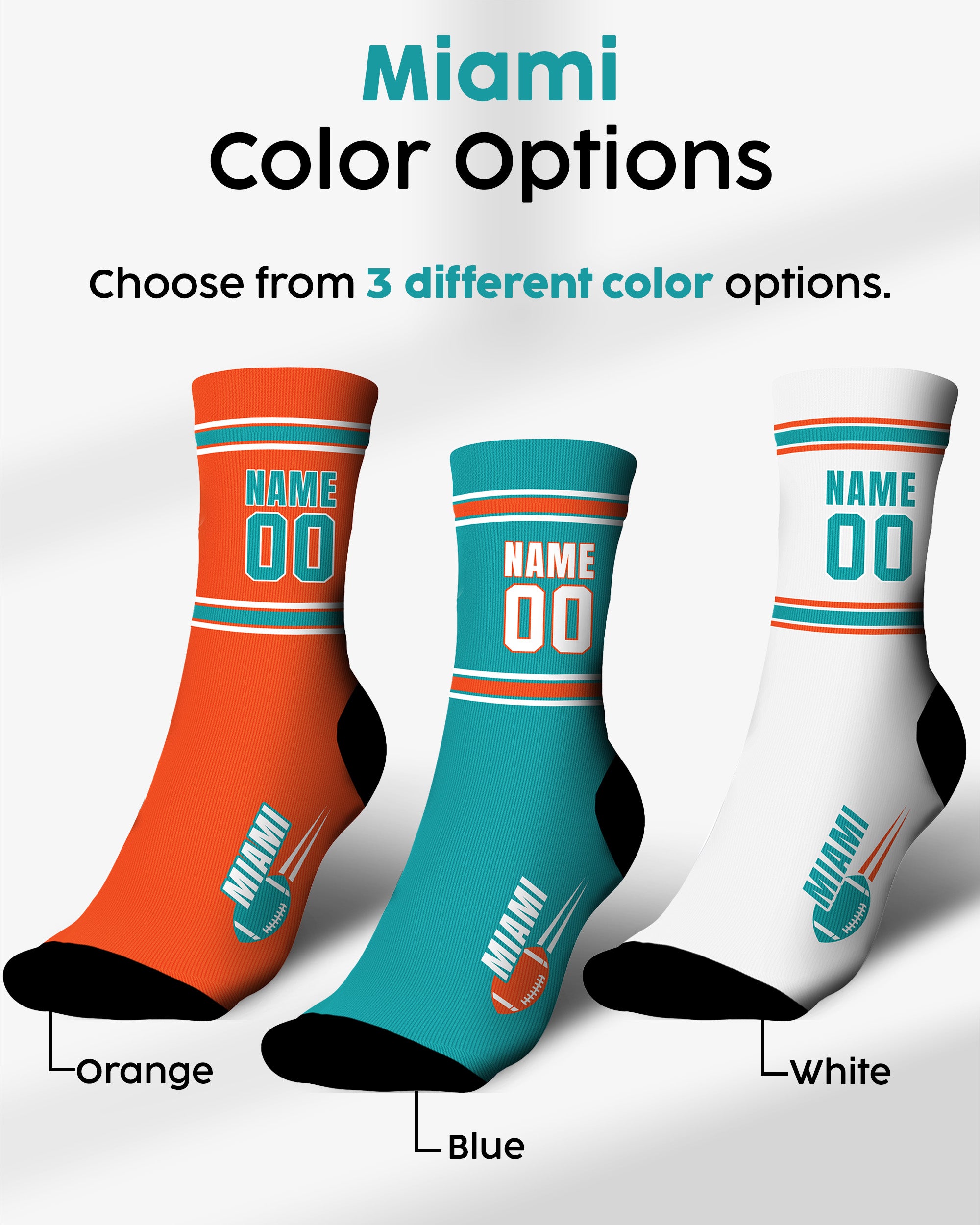 Custom City Sports Socks Miami Orange - Personalized Name Number