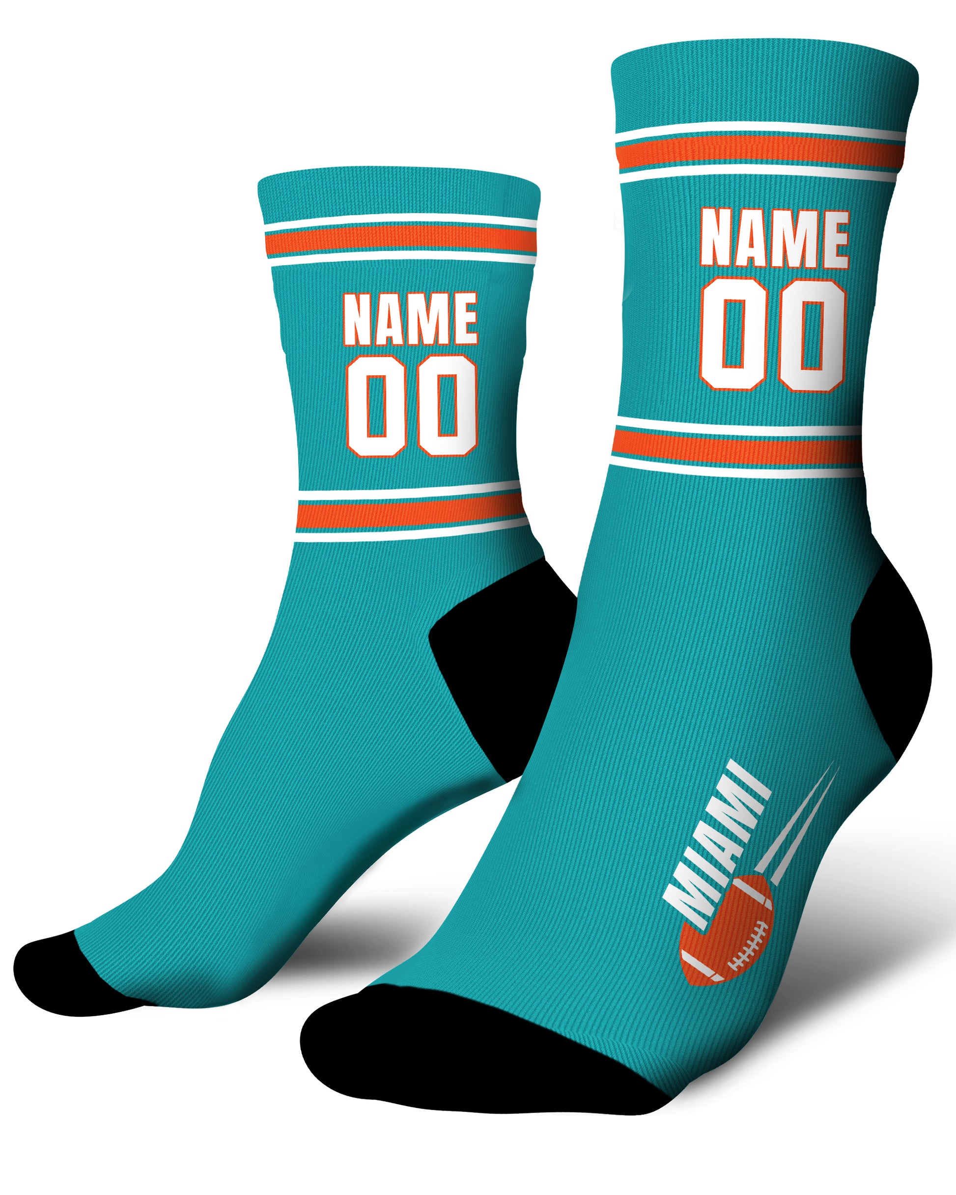 Custom City Sports Socks Miami Blue - Personalized Name Number