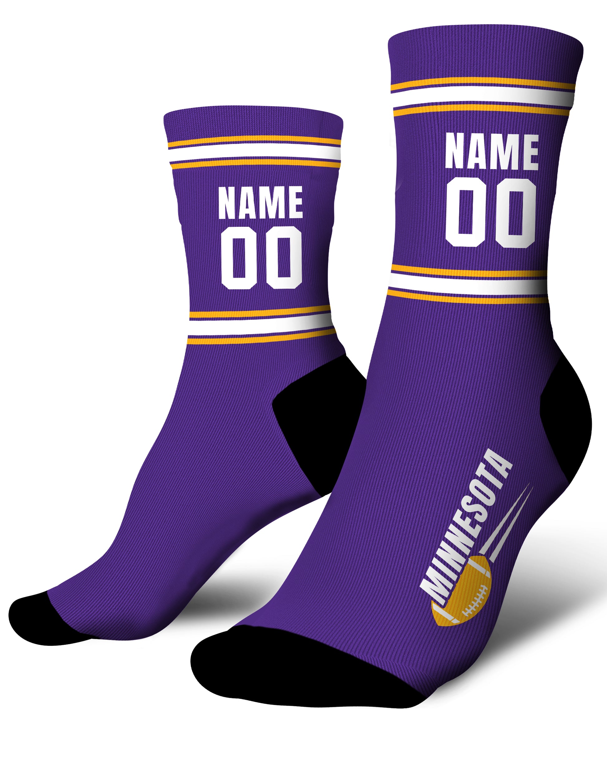 Custom City Sports Socks Minnesota Purple - Personalized Name Number