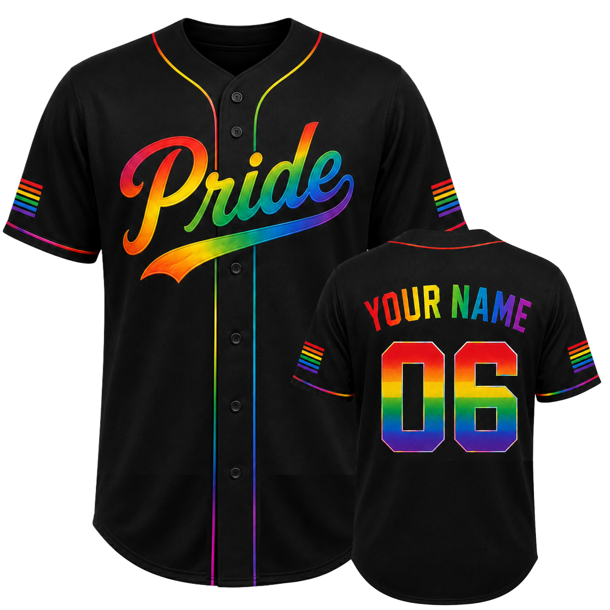 Custom LGBTQ Pride Baseball Jersey Rainbow Script Classic - Personalized Name Number