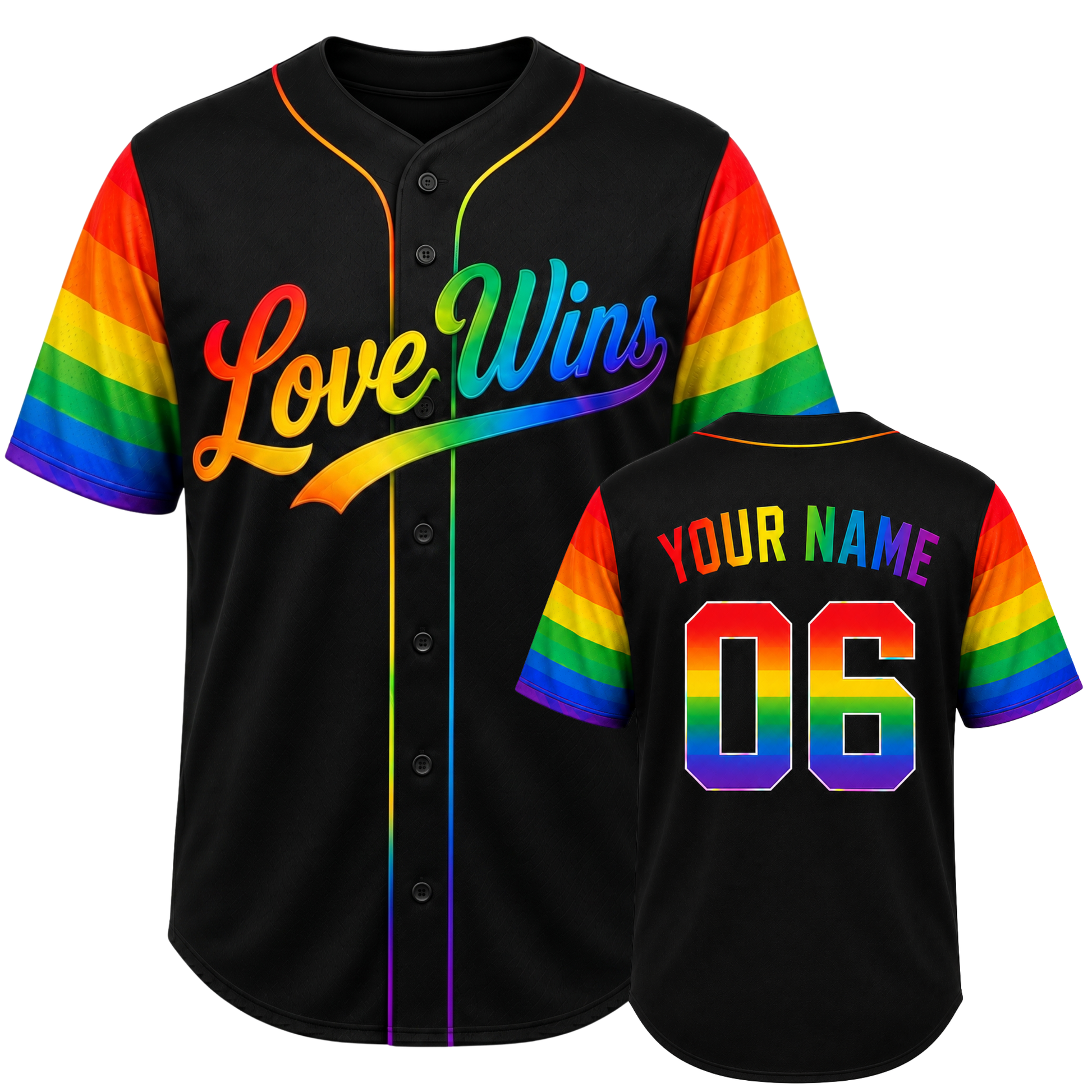 Custom LGBTQ Pride Baseball Jersey Love Wins - Personalized Name Number