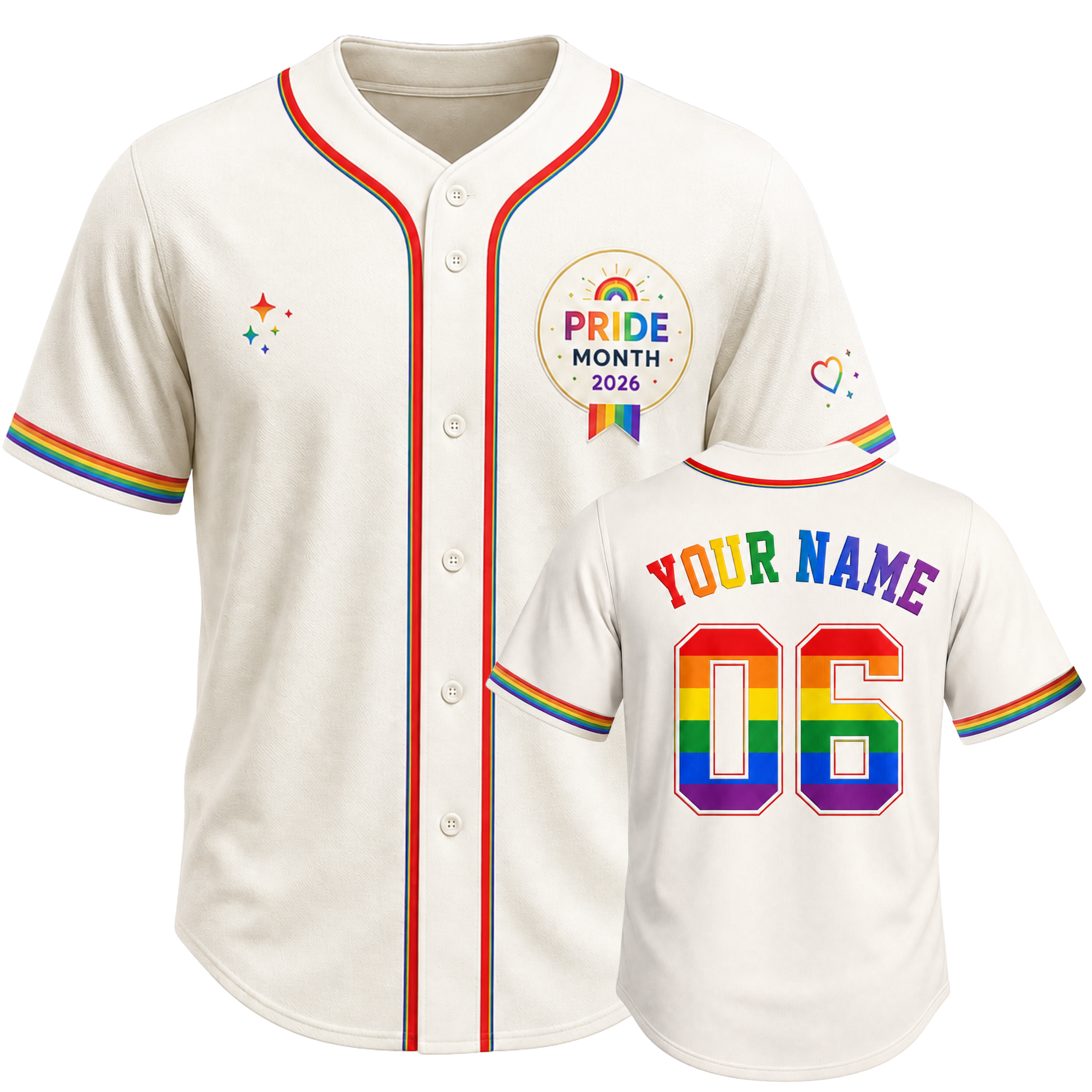 Custom LGBTQ Pride Baseball Jersey Pride Month Celebration - Personalized Name Number