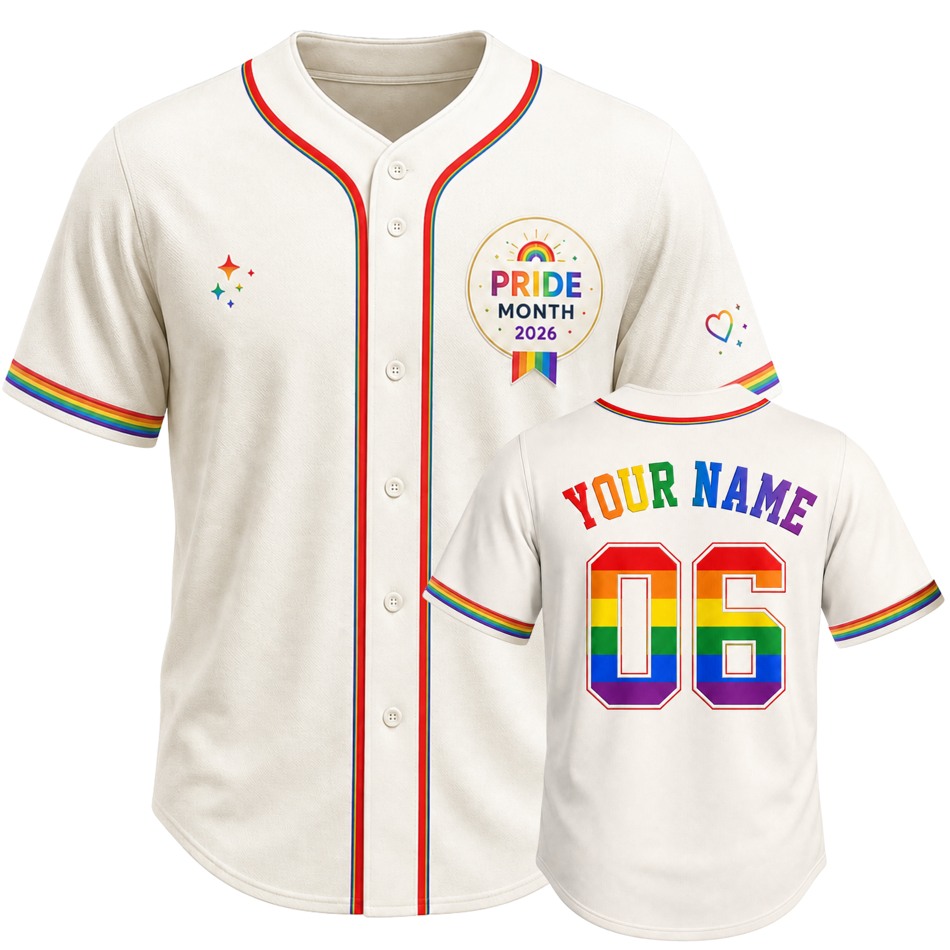 Custom LGBTQ Pride Baseball Jersey Pride Month Celebration - Personalized Name Number