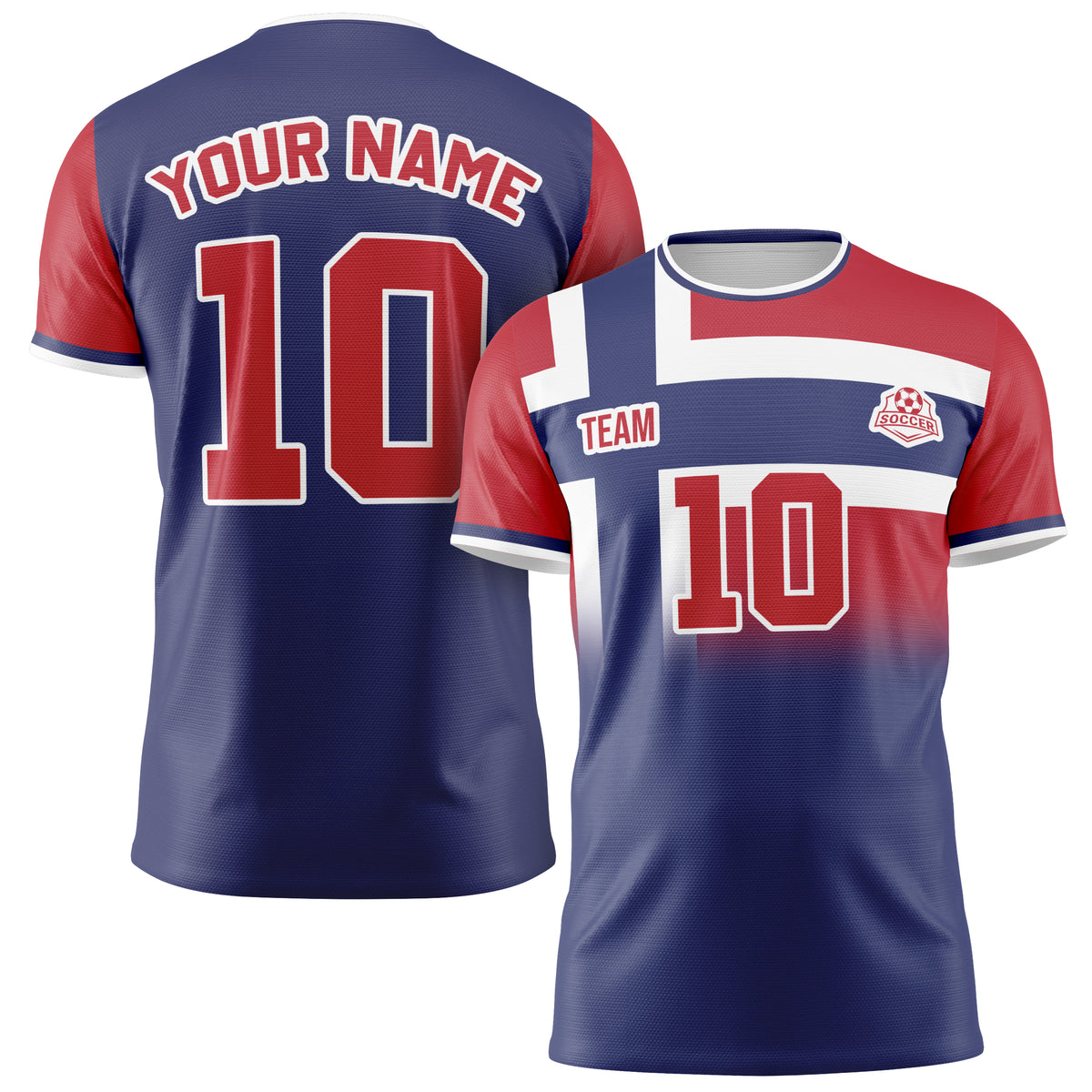 Custom Norway Soccer Jersey 2026 Navy Red and White - Design Your Own