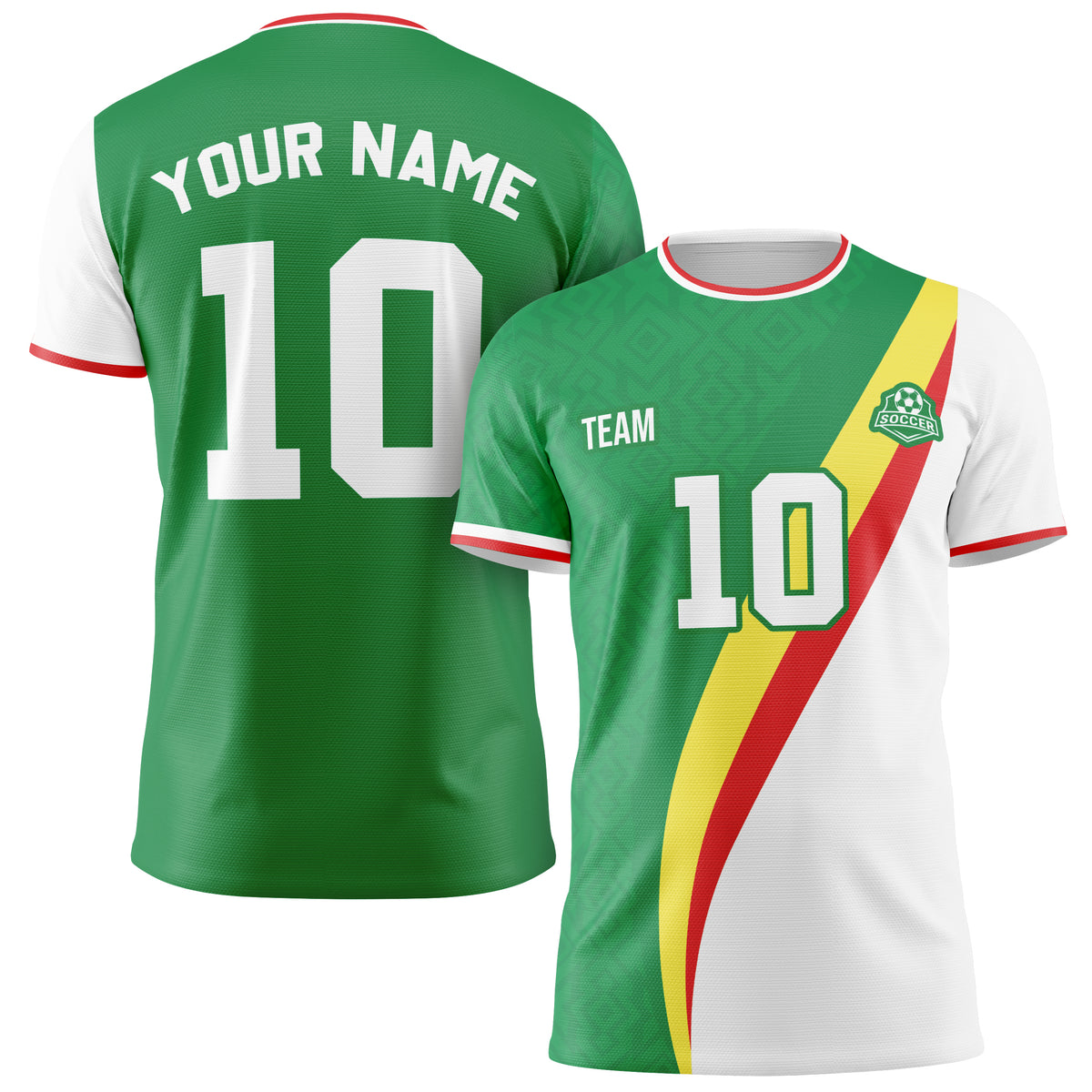 Custom Senegal Soccer Jersey 2026 White and Green - Design Your Own