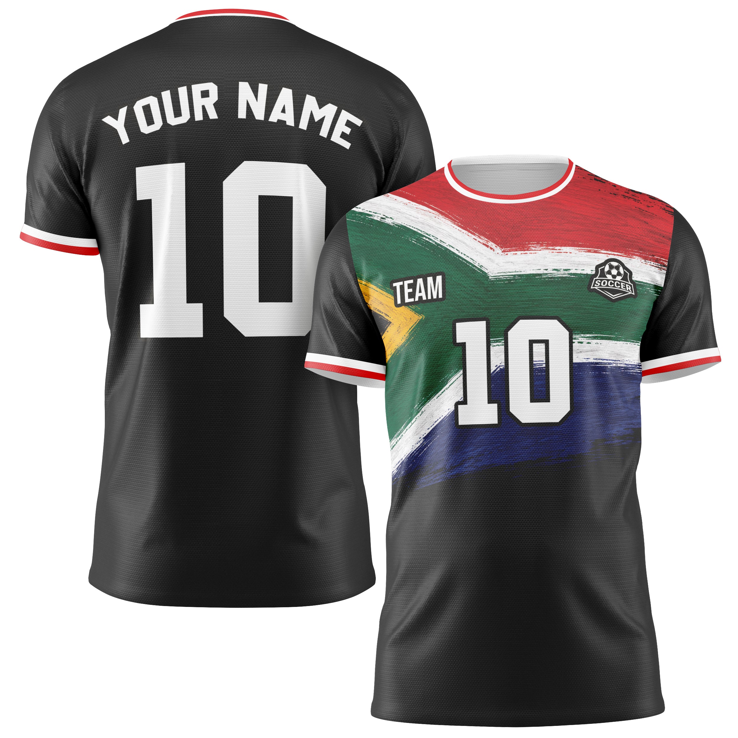 Custom South Africa Soccer Jersey 2026 Black and White - Design Your Own