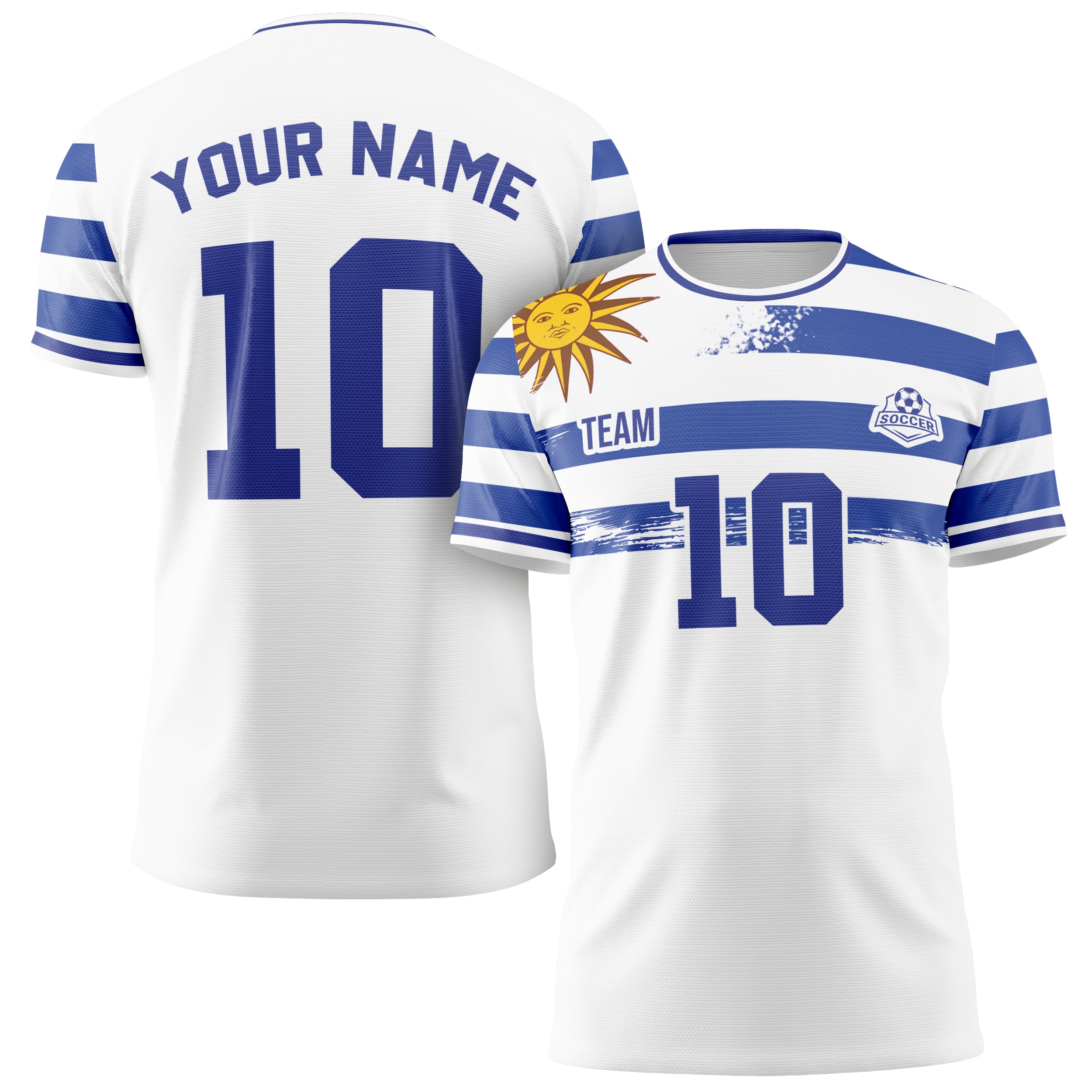Custom Uruguay Soccer Jersey 2026 White and Blue - Design Your Own