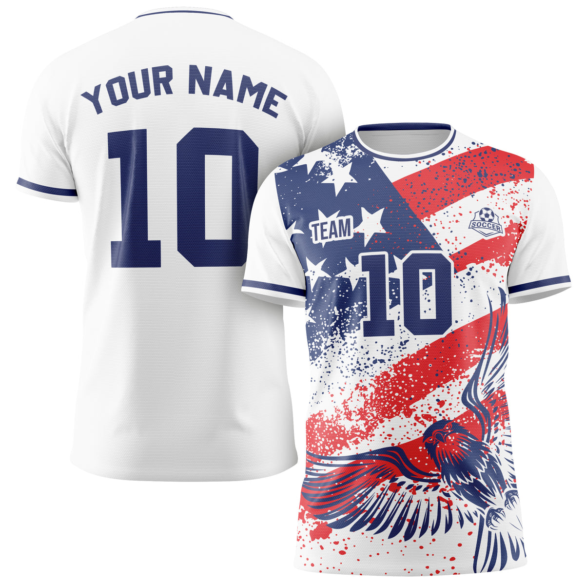 Custom USA Soccer Jersey 2026 White Red and Navy - Design Your Own