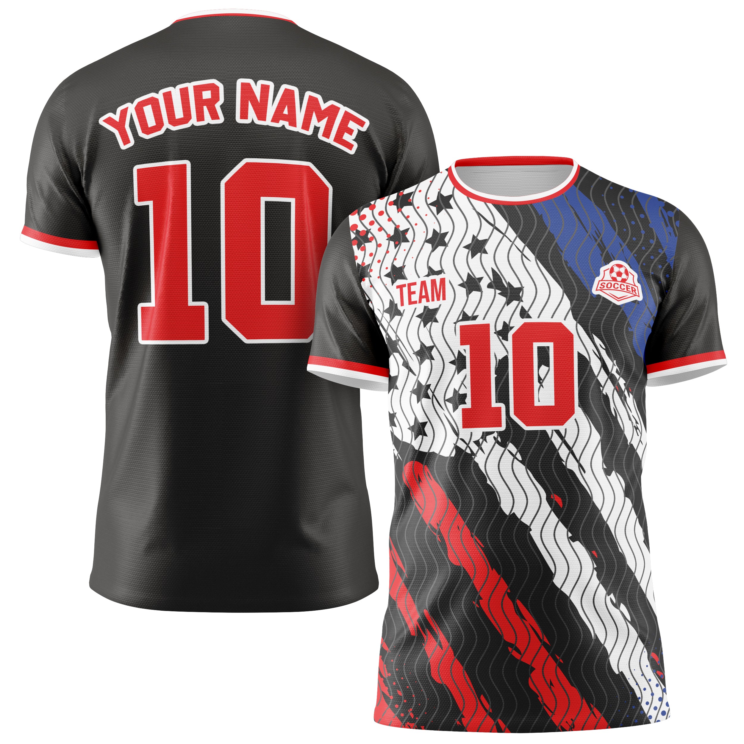 Custom USA Soccer Jersey 2026 Black and Red - Design Your Own