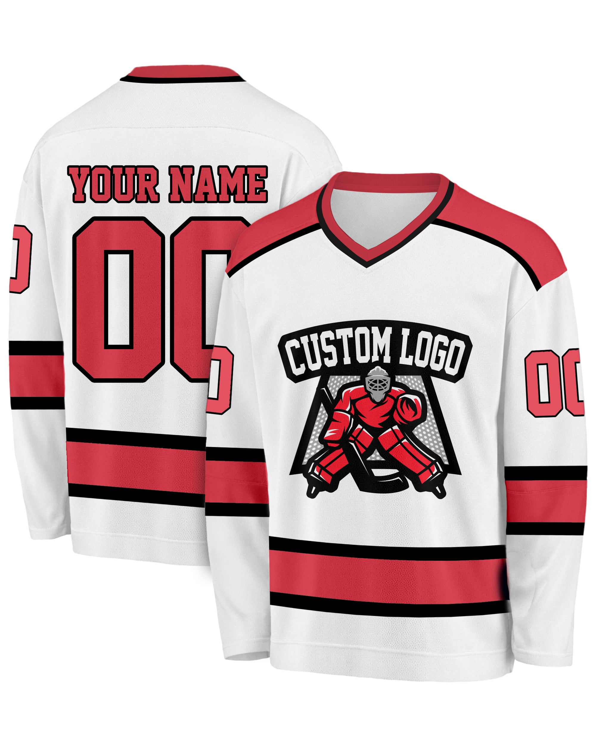 Custom Hockey Jersey White and Crimson - Design Your Own