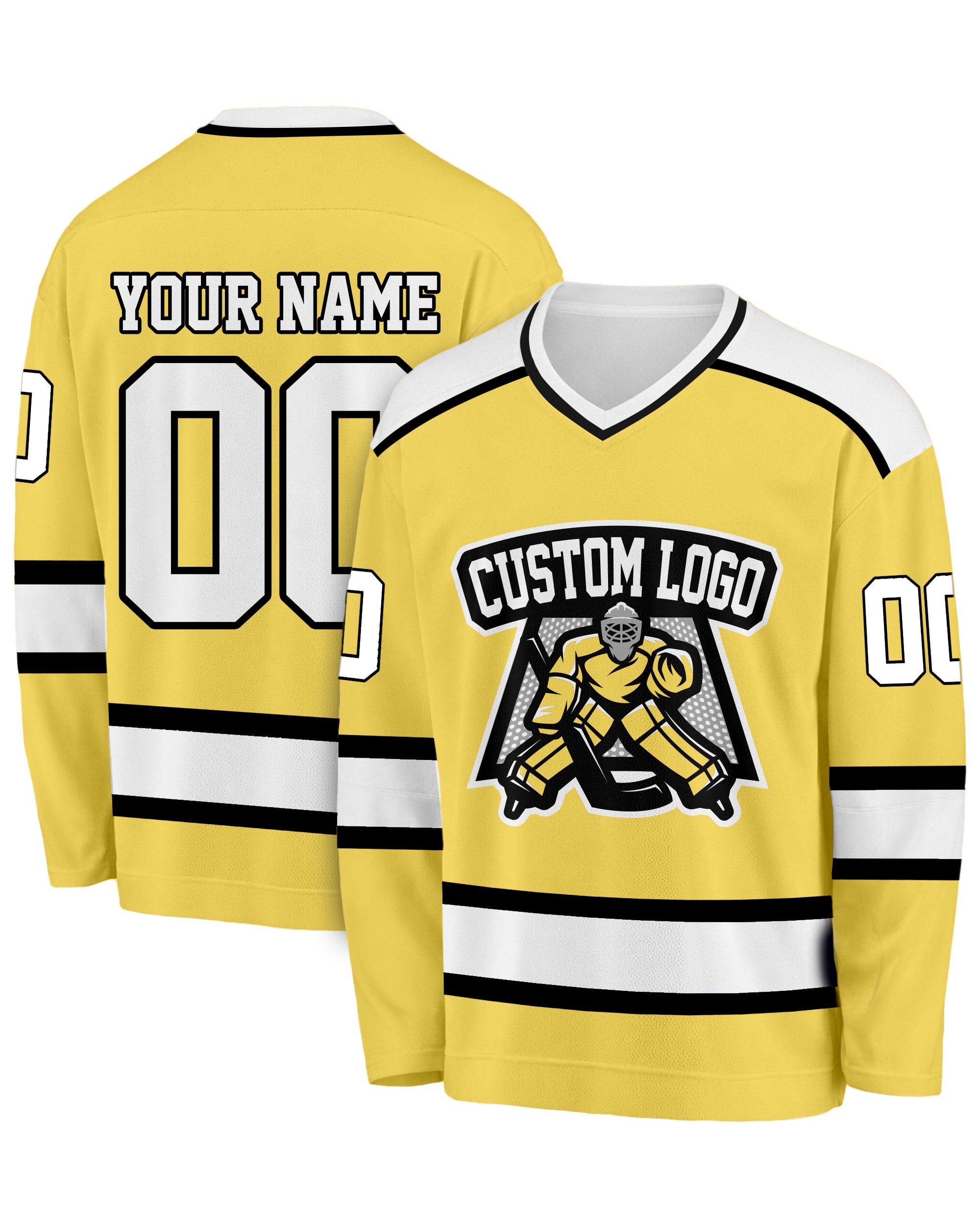 Custom Hockey Jersey Yellow and White - Design Your Own