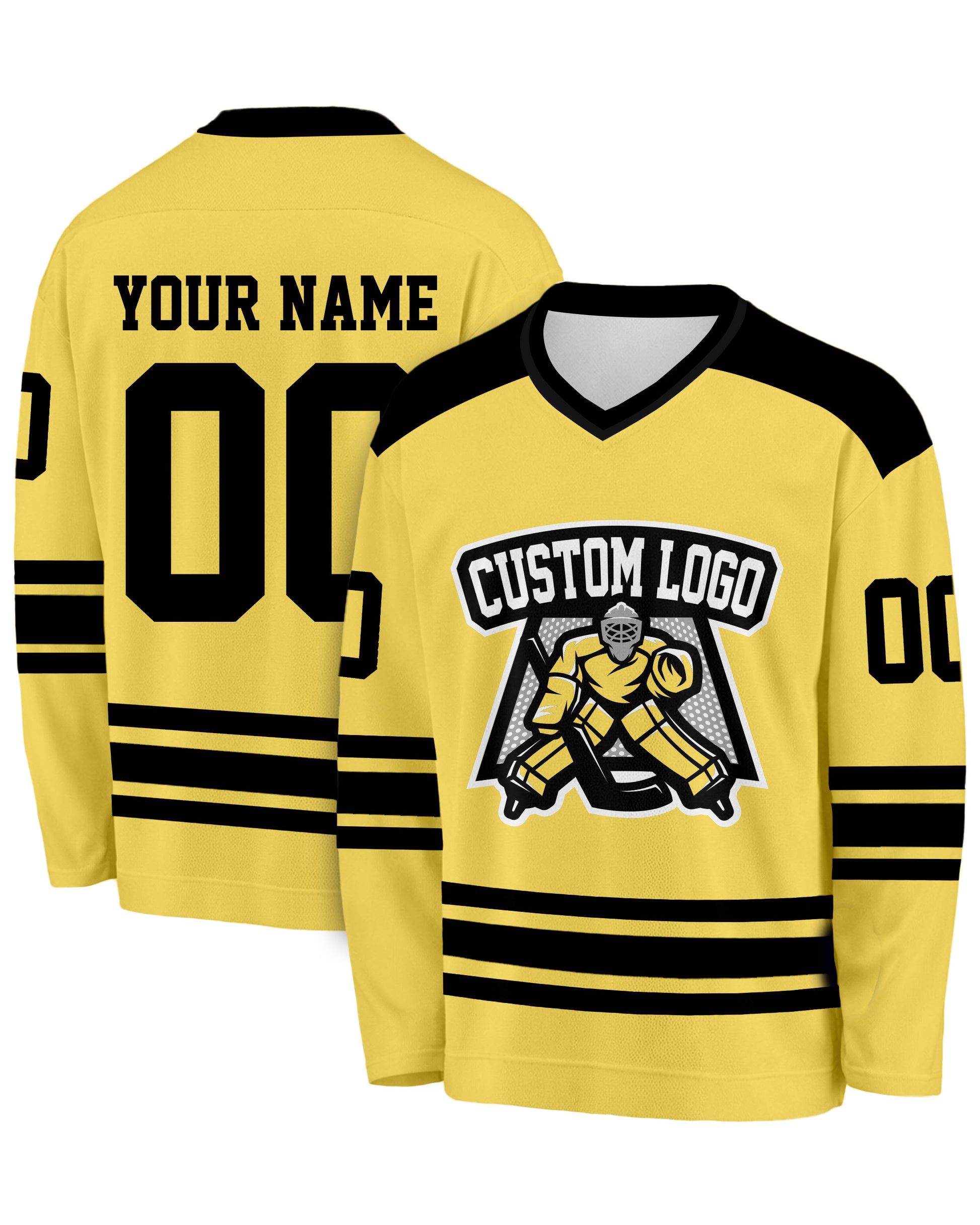 Custom Hockey Jersey Yellow and Black - Design Your Own
