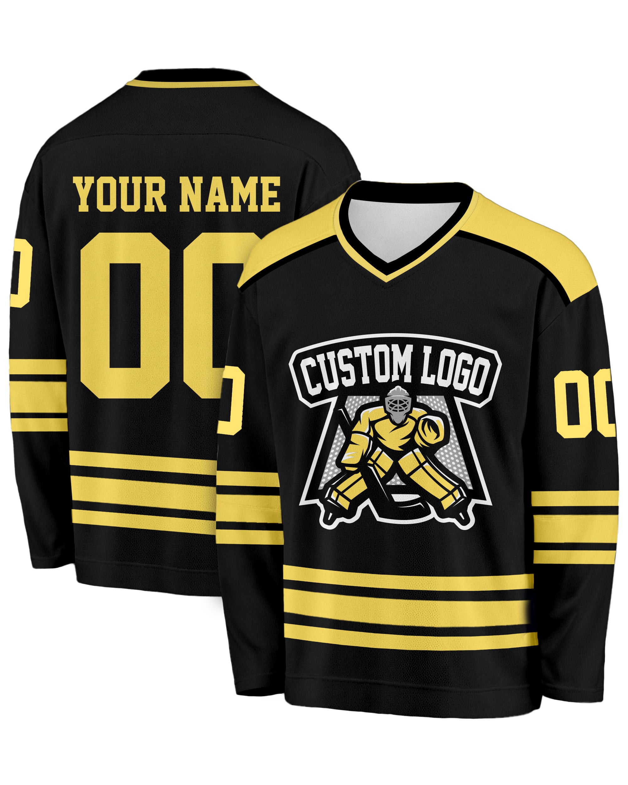 Custom Hockey Jersey Black and Yellow - Design Your Own