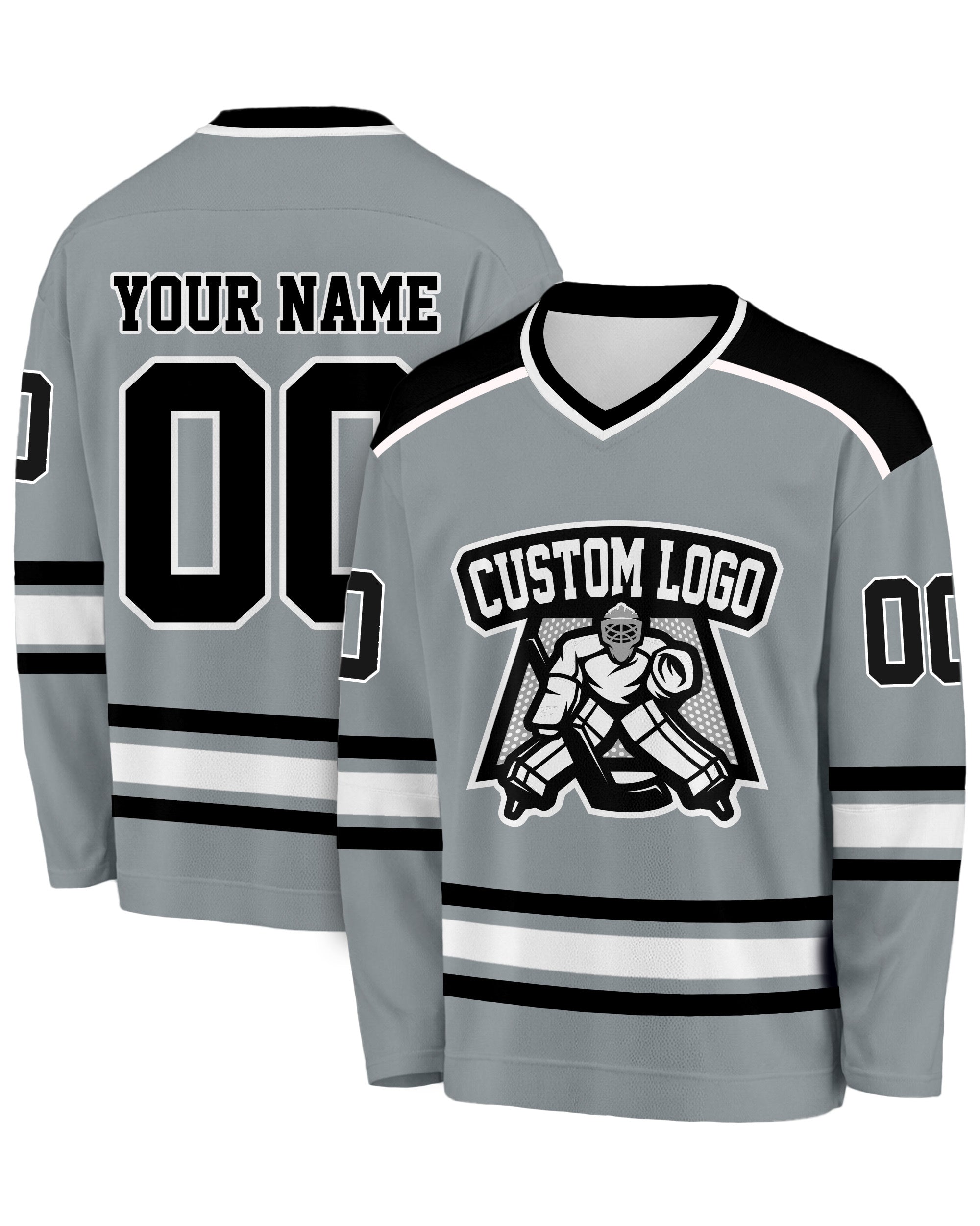 Custom Hockey Jersey Gray and Black - Design Your Own