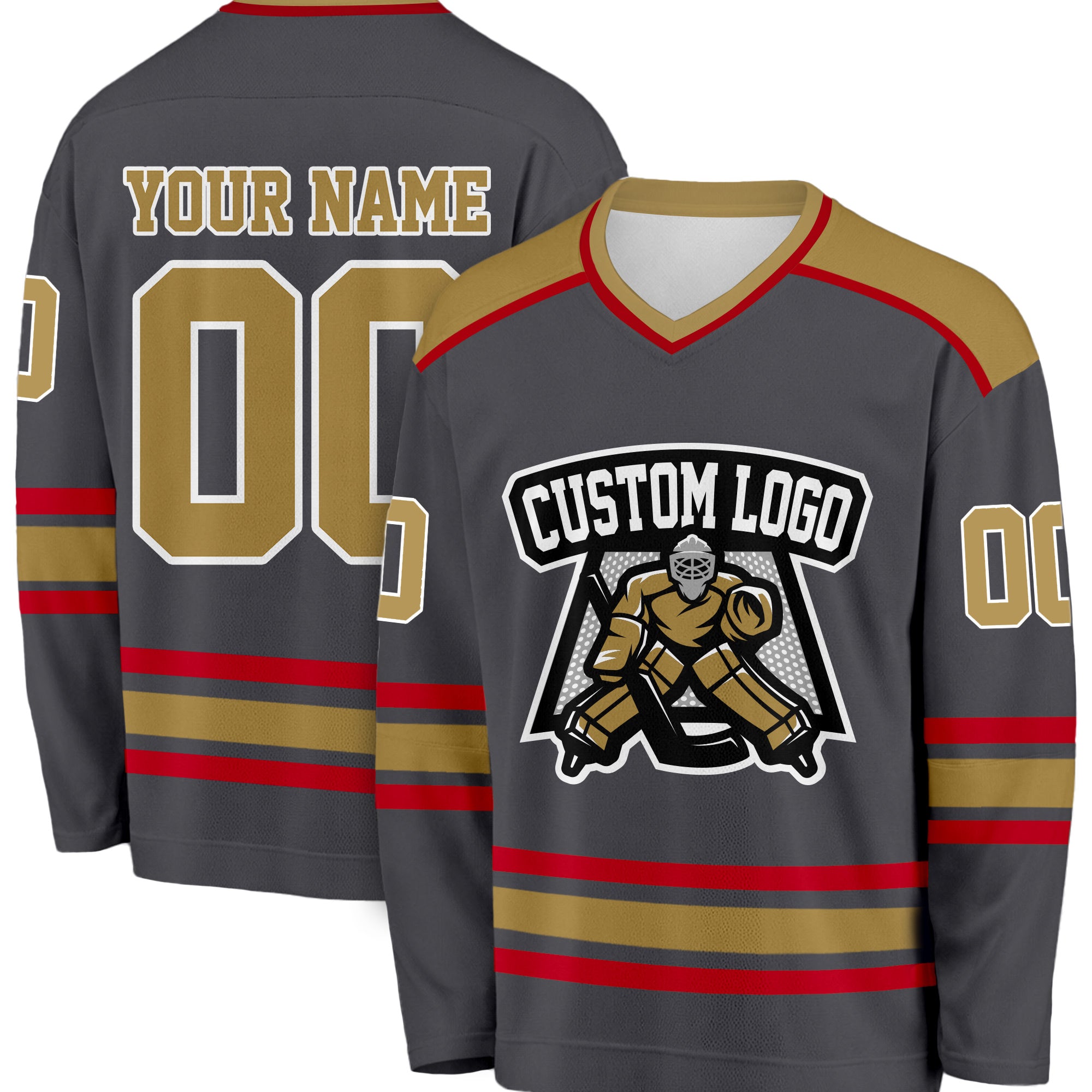 Custom Gray Hockey Jerseys – Add Your Name, Number & Logo