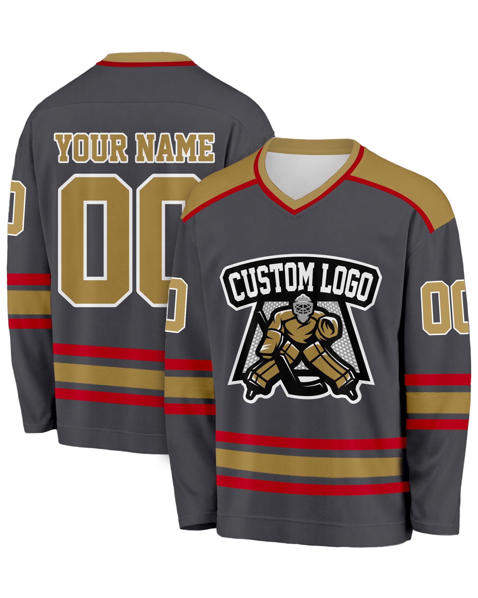 Custom Hockey Jersey Gray and Camel - Design Your Own