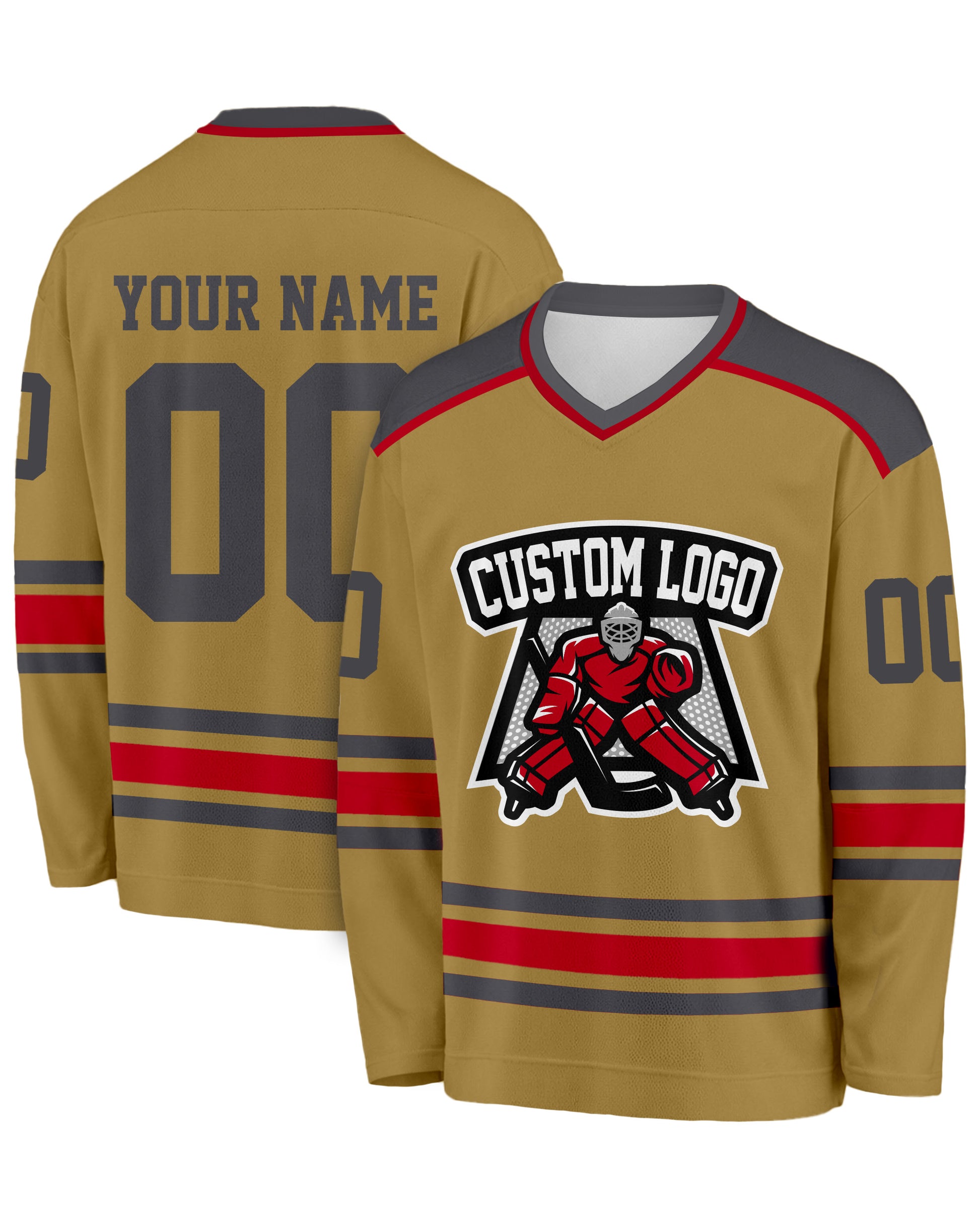 Custom Hockey Jersey Camel and Cherry - Design Your Own