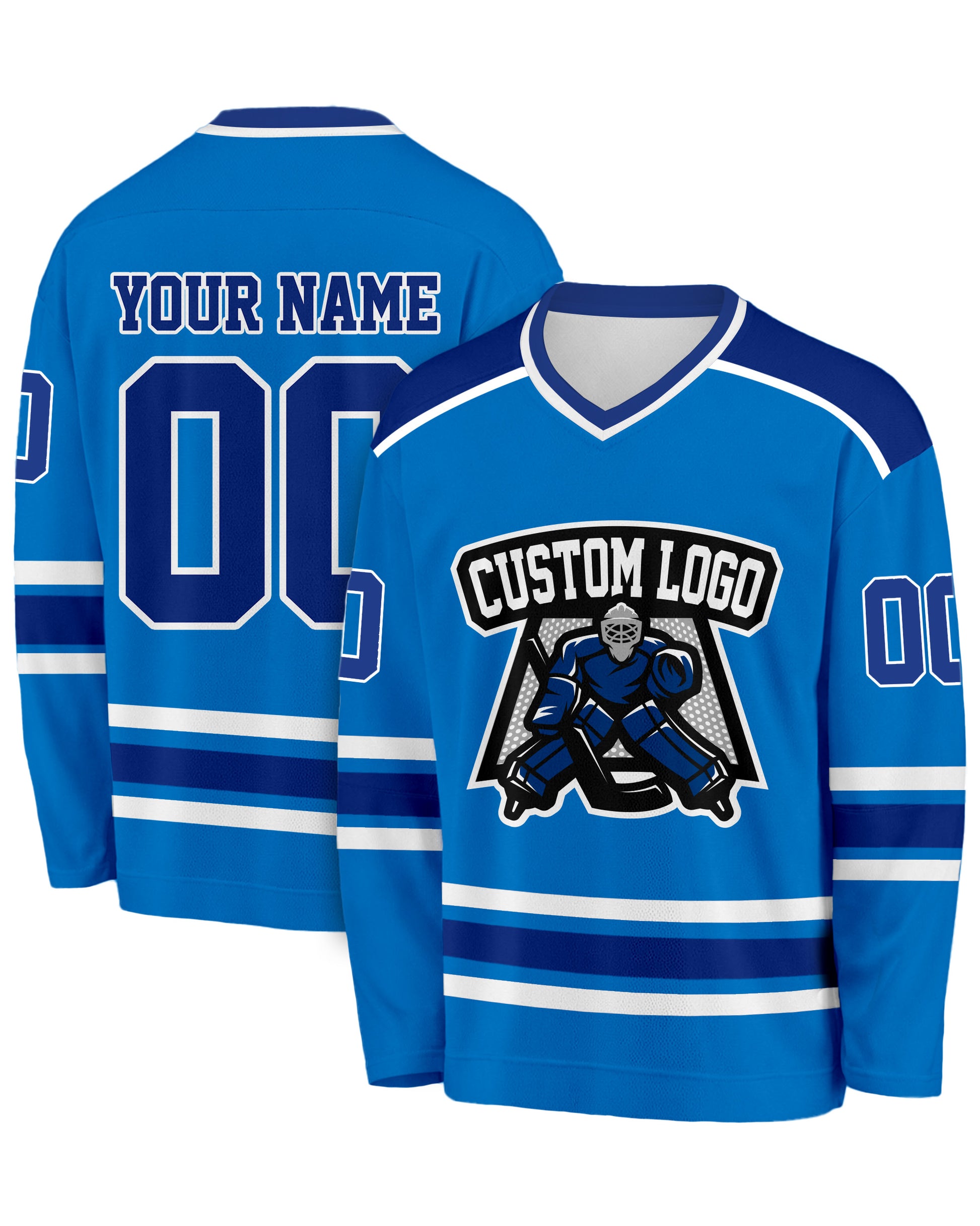Custom Hockey Jersey Blue and Navy - Design Your Own