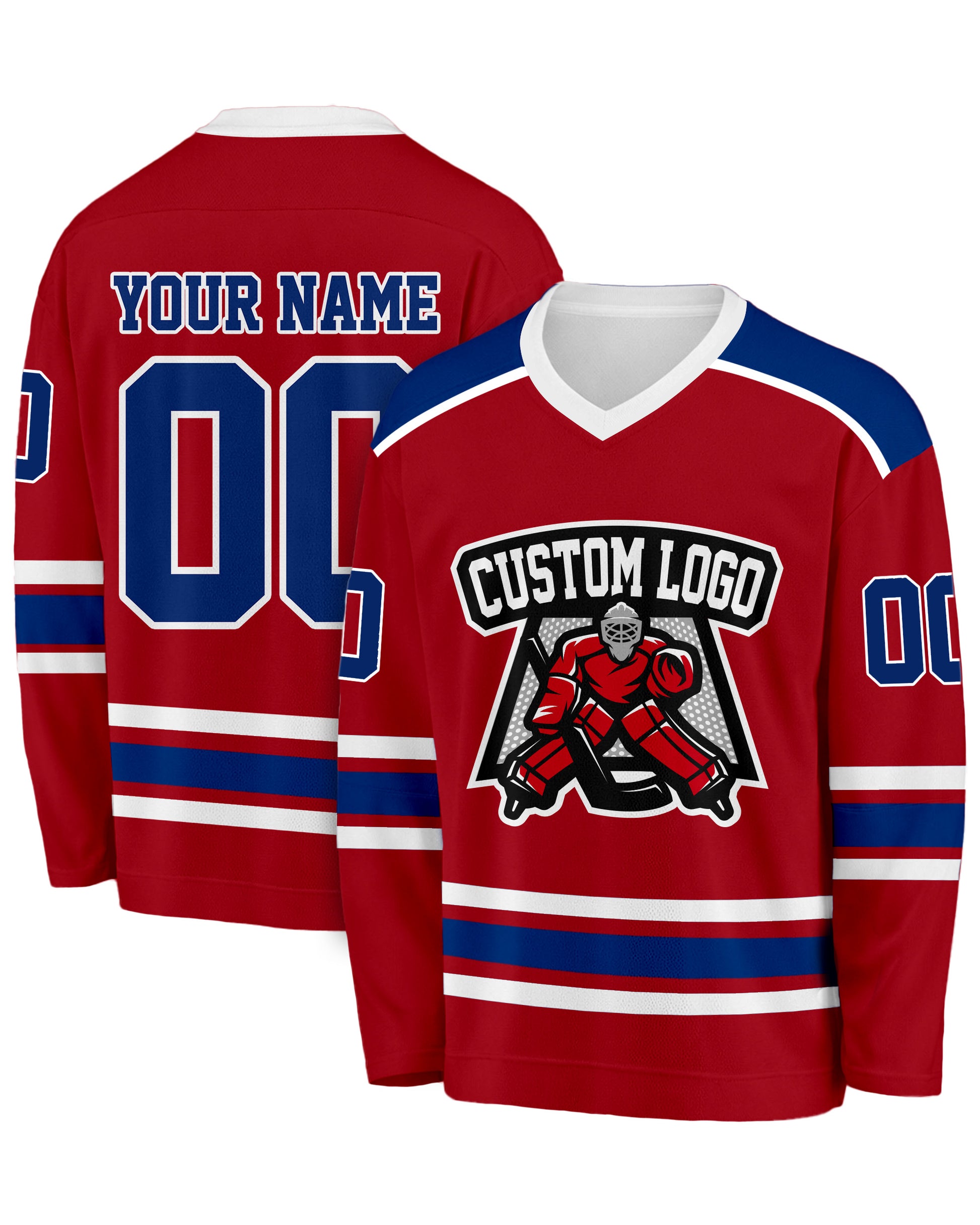 Custom Hockey Jersey Cherry and Navy - Design Your Own