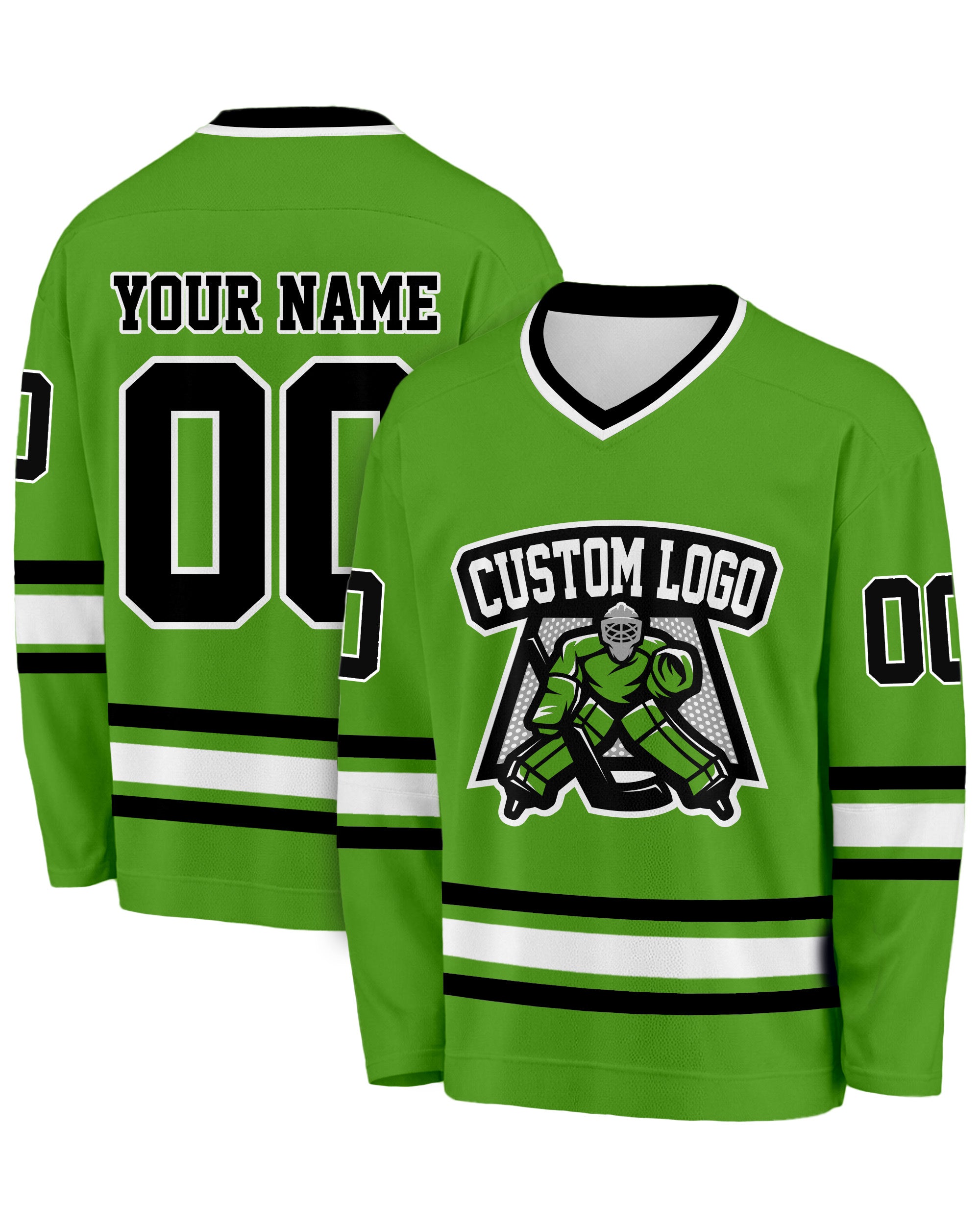 Custom Hockey Jersey Green and Black - Design Your Own