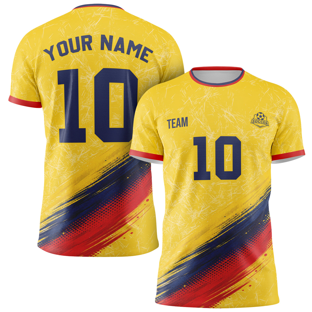 Custom Colombia Soccer Jersey 2026 Yellow Navy and Red - Design Your Own