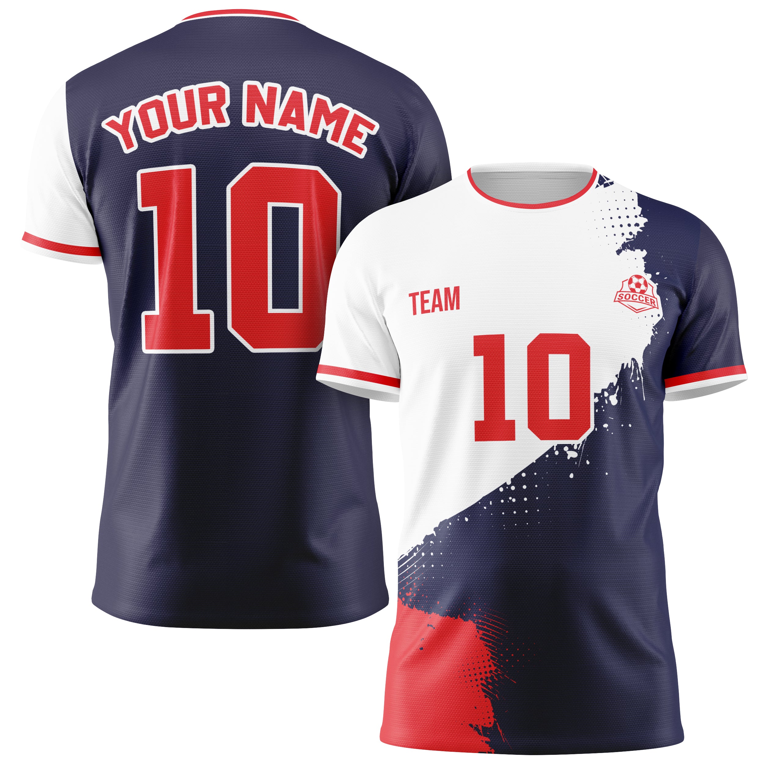 Custom England Soccer Jersey 2026 White Navy and Red - Design Your Own
