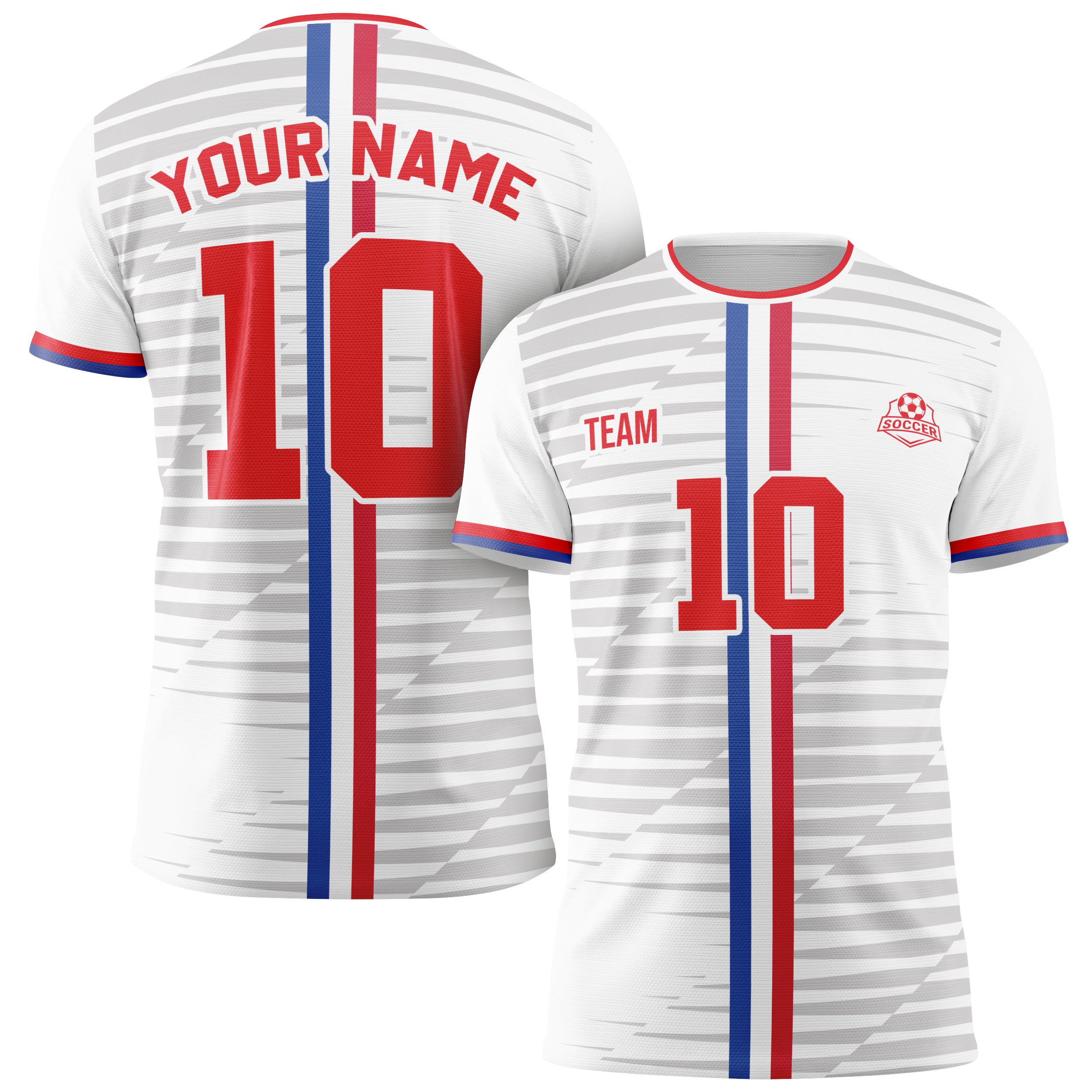 Custom France Soccer Jersey 2026 White Red and Blue - Design Your Own