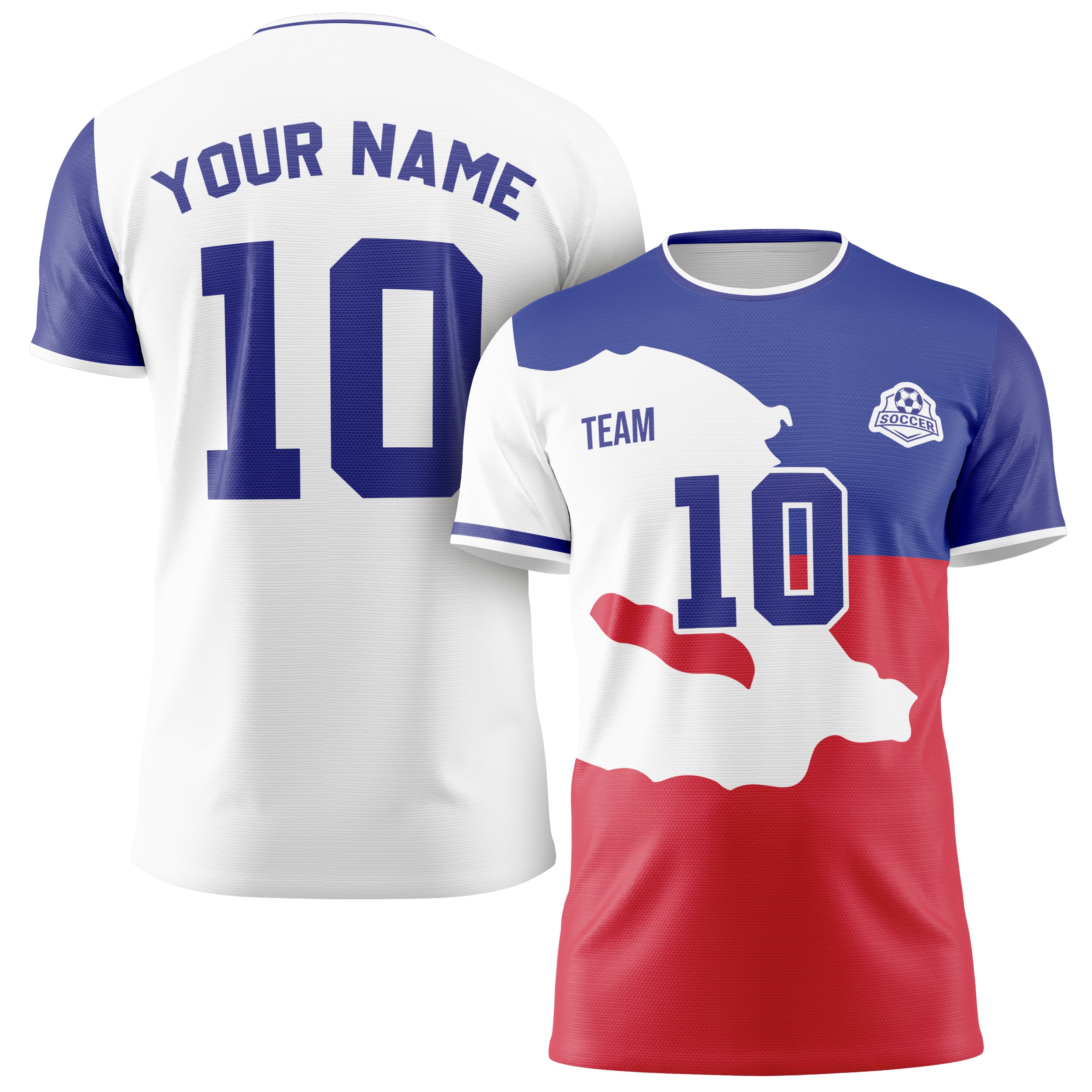 Custom Haiti Soccer Jersey 2026 Royal White and Red - Design Your Own
