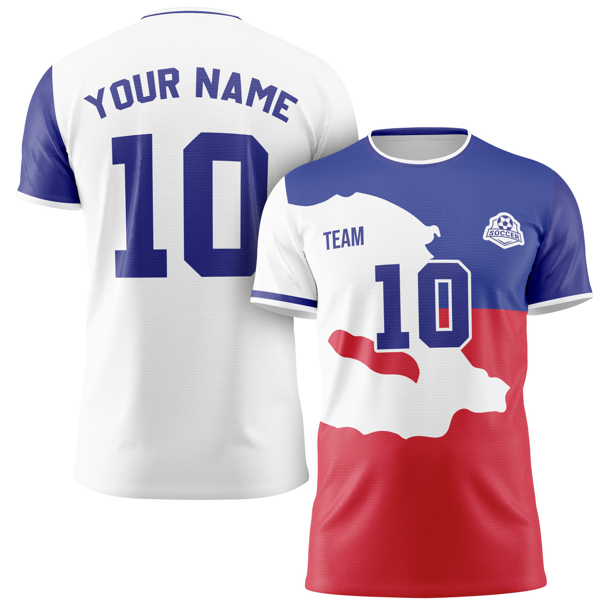 Custom Haiti Soccer Jersey 2026 Royal White and Red - Design Your Own