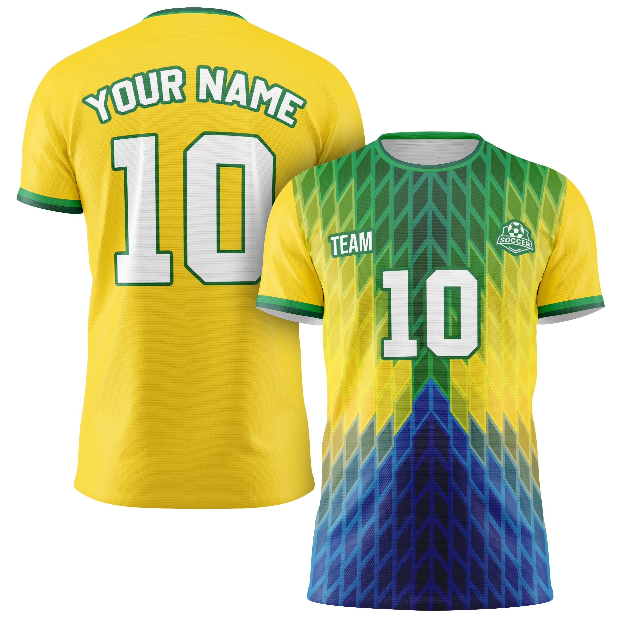 Custom Brazil Soccer Jersey 2026 Yellow and Teal - Design Your Own