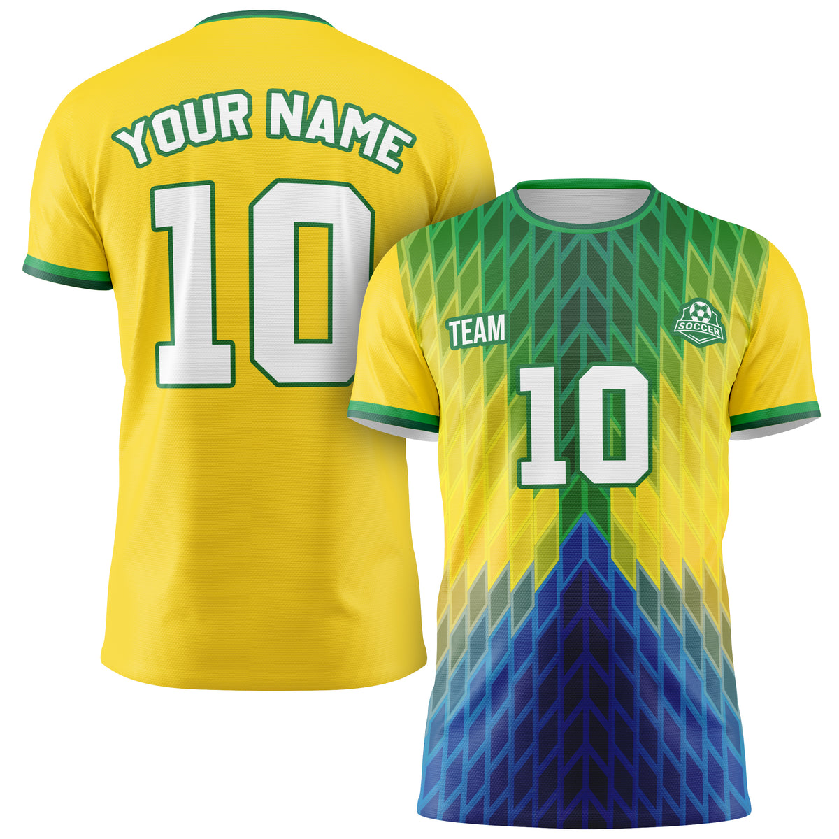 Custom Brazil Soccer Jersey 2026 Yellow and Teal - Design Your Own